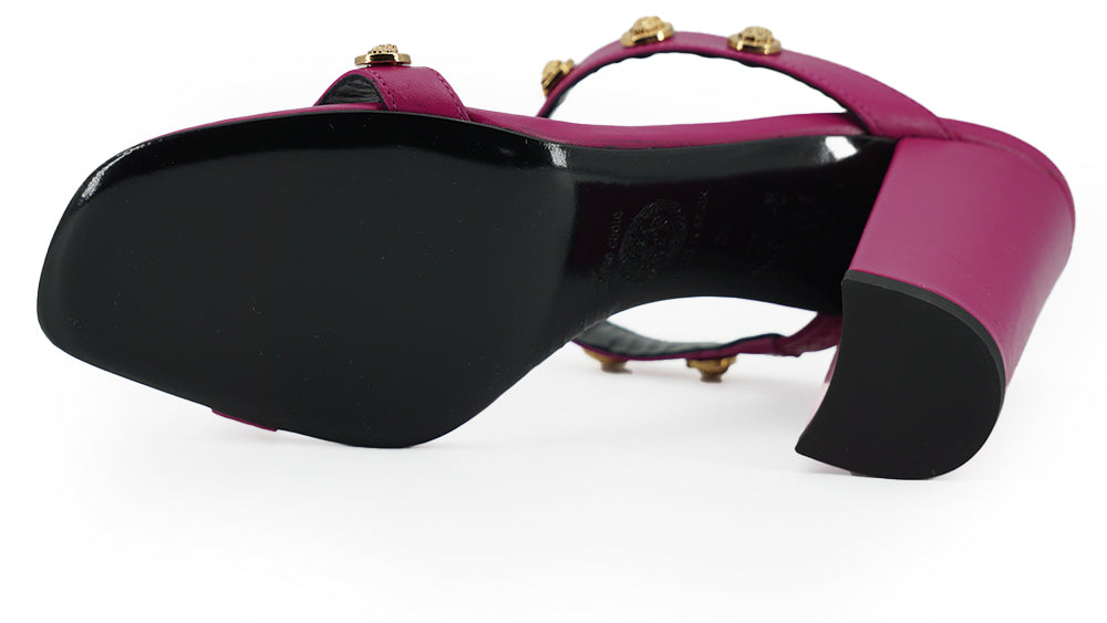 Versace Purple Calf Leather High Heel Sandals | Regal Royce