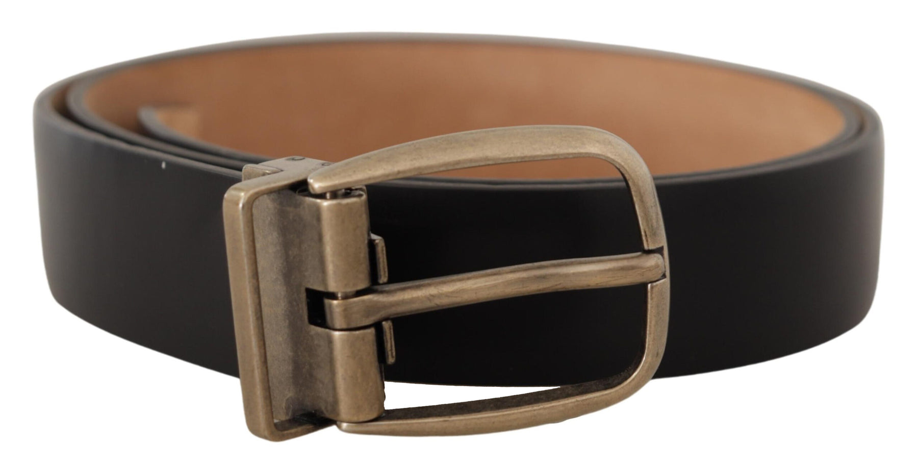 Dolce & Gabbana Black Brown Backend Leather Vintage Metal Buckle Belt | Regal Royce