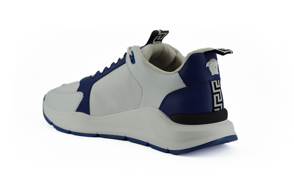 Versace Blue and White Calf Leather Sneakers | Regal Royce