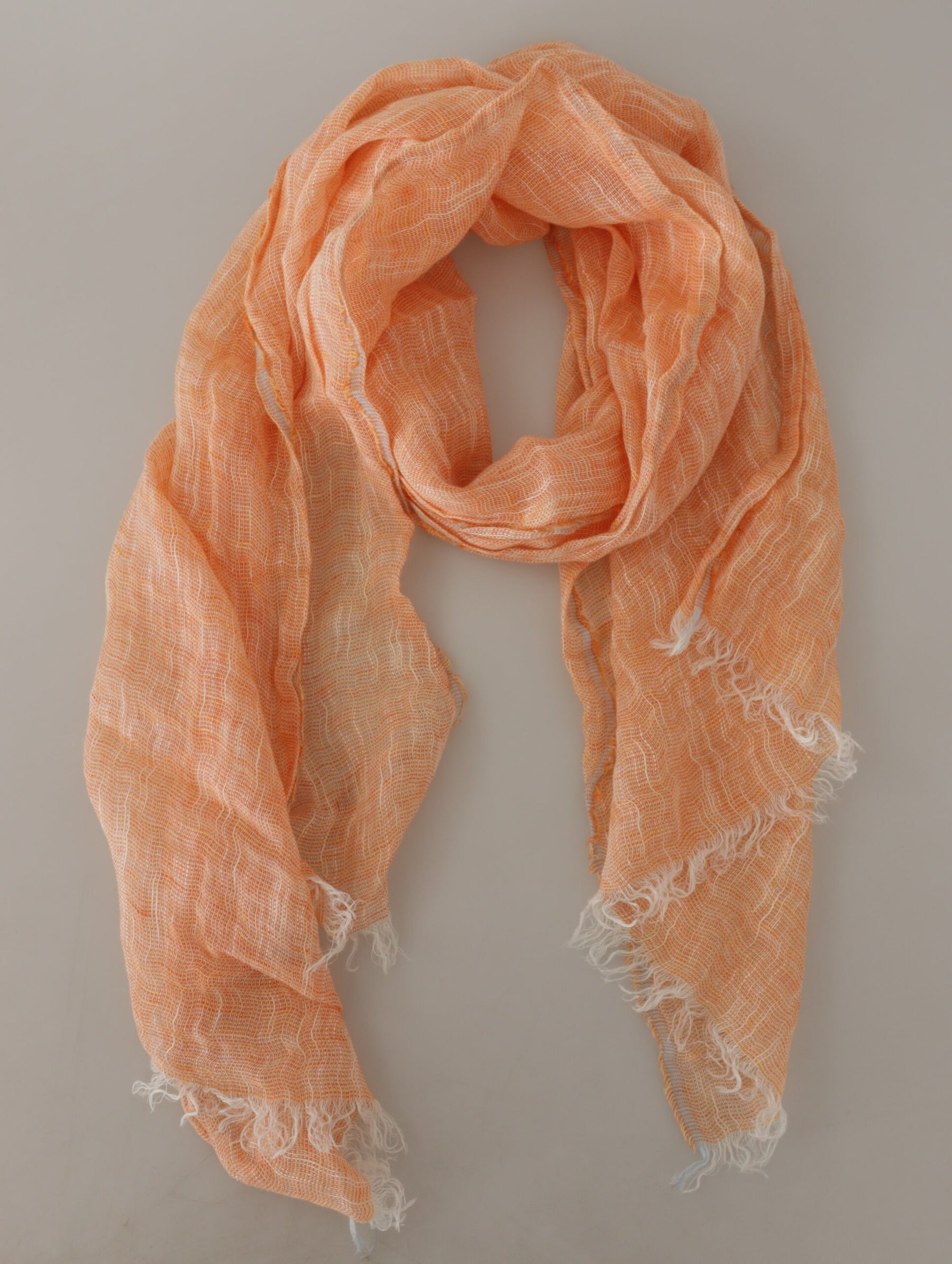 Malo Peach Linen Knitted Shawl Wrap Fringes Scarf | Regal Royce