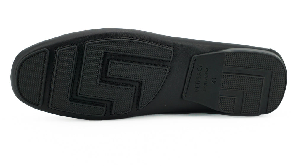 Versace Black Calf Leather Loafers Shoes | Regal Royce