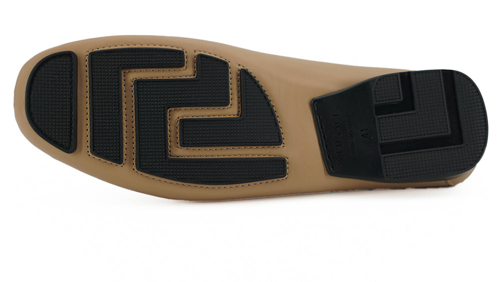 Versace Beige Calf Leather Loafers Shoes | Regal Royce
