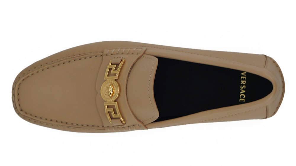 Versace Beige Calf Leather Loafers Shoes | Regal Royce