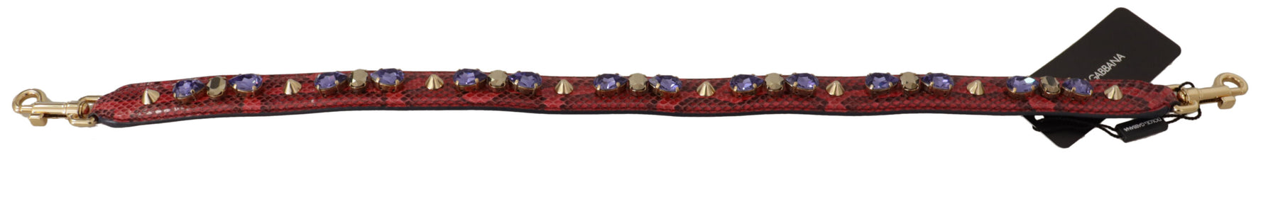 Dolce & Gabbana Red Exotic Leather Crystals Bag Shoulder Strap | Regal Royce