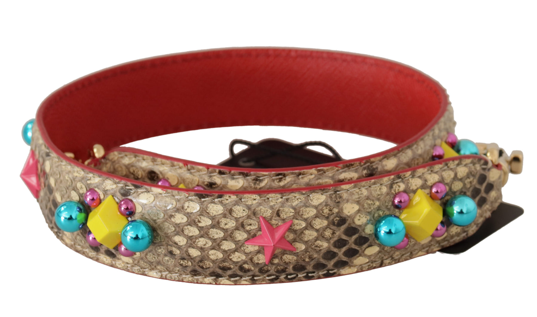 Dolce & Gabbana Beige Python Leather Crystals Shoulder Strap | Regal Royce