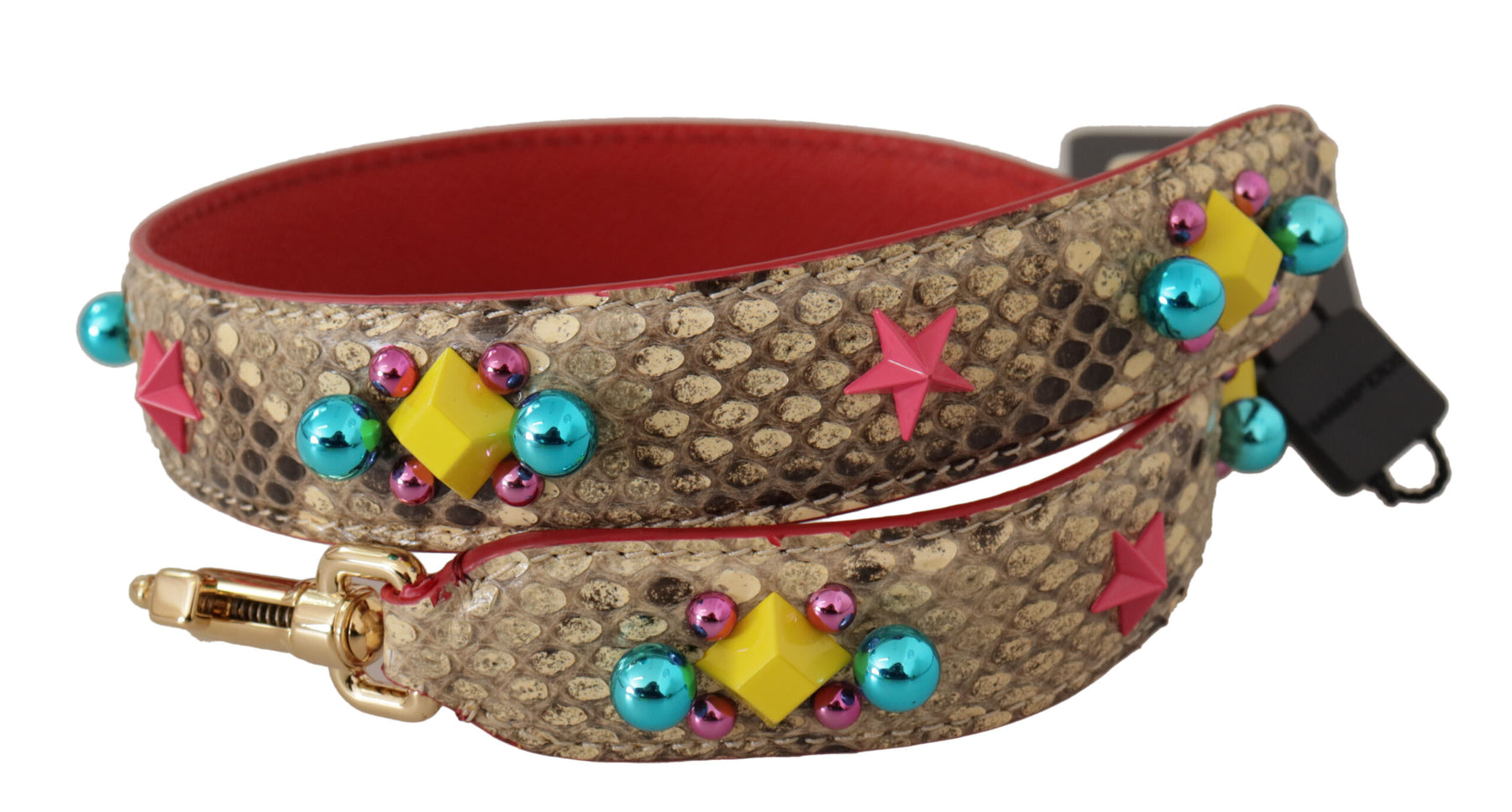 Dolce & Gabbana Beige Python Leather Crystals Shoulder Strap | Regal Royce