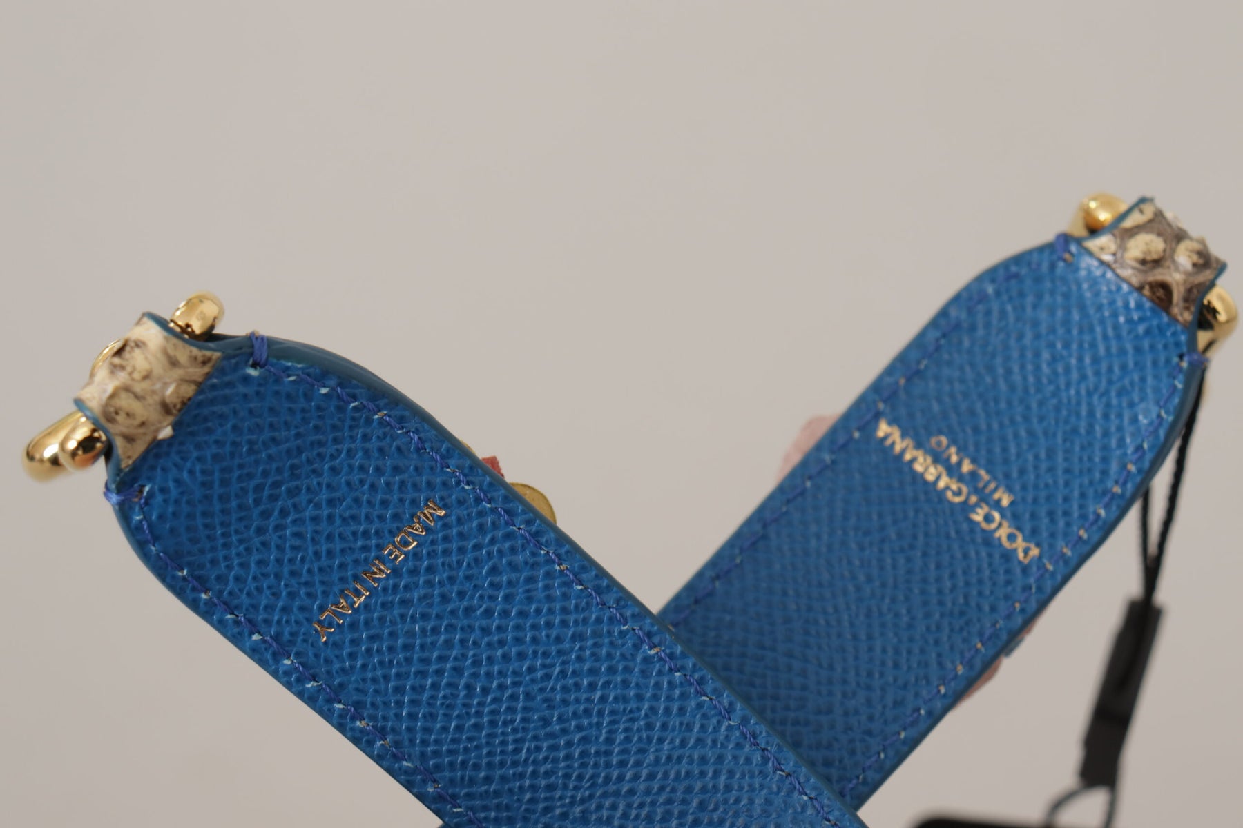 Dolce & Gabbana Beige Python Leather Floral Studded Shoulder Strap | Regal Royce