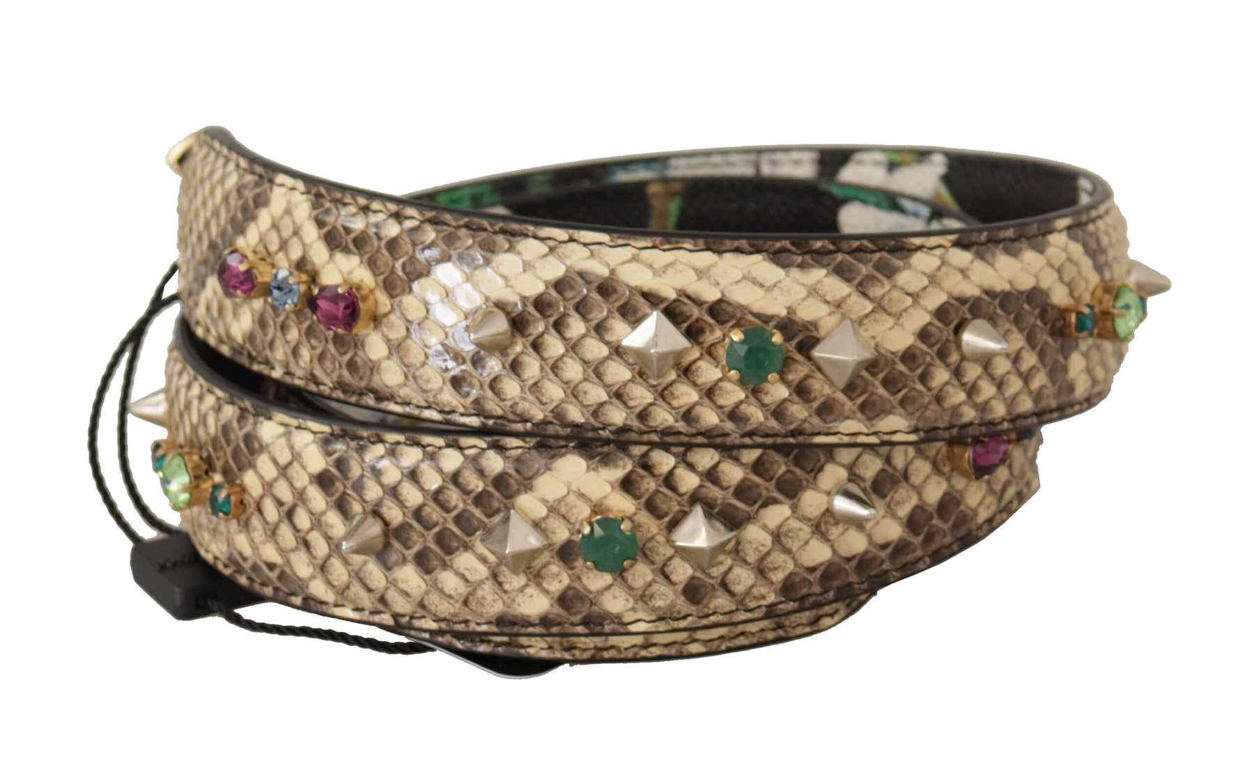 Dolce & Gabbana Beige Exotic Leather Crystals Reversible Shoulder Strap | Regal Royce