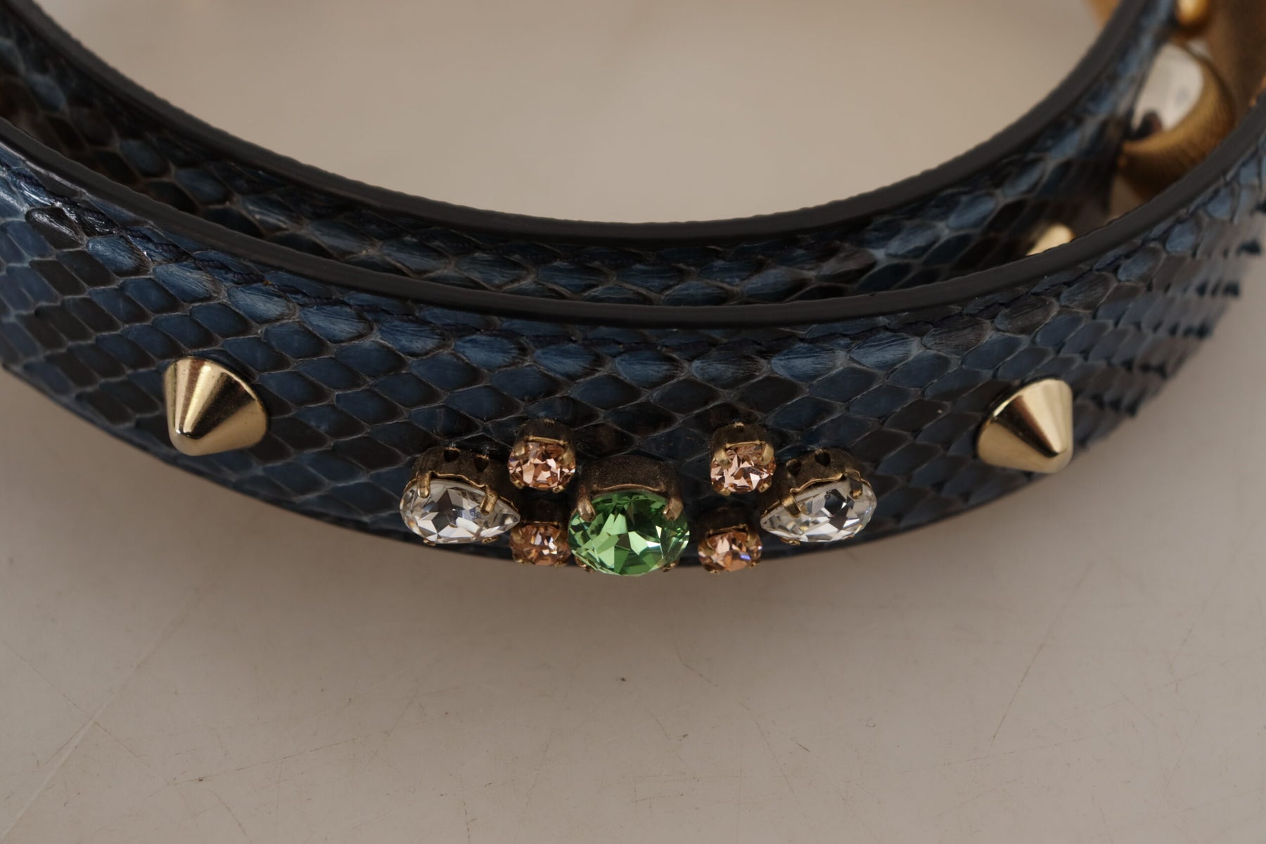 Dolce & Gabbana Blue Exotic Leather Crystals Shoulder Strap | Regal Royce