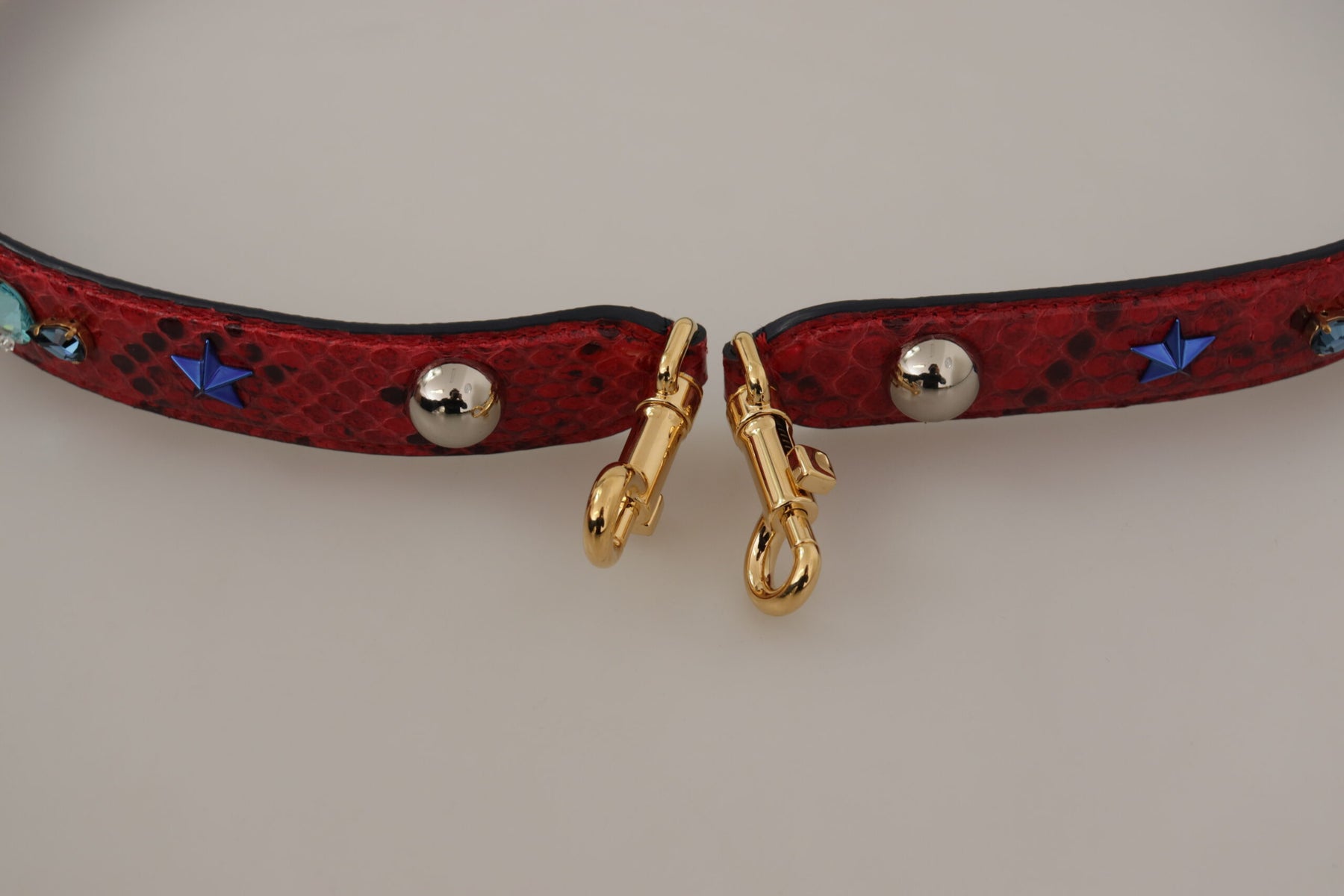 Dolce & Gabbana Red Exotic Leather Crystals Shoulder Strap | Regal Royce