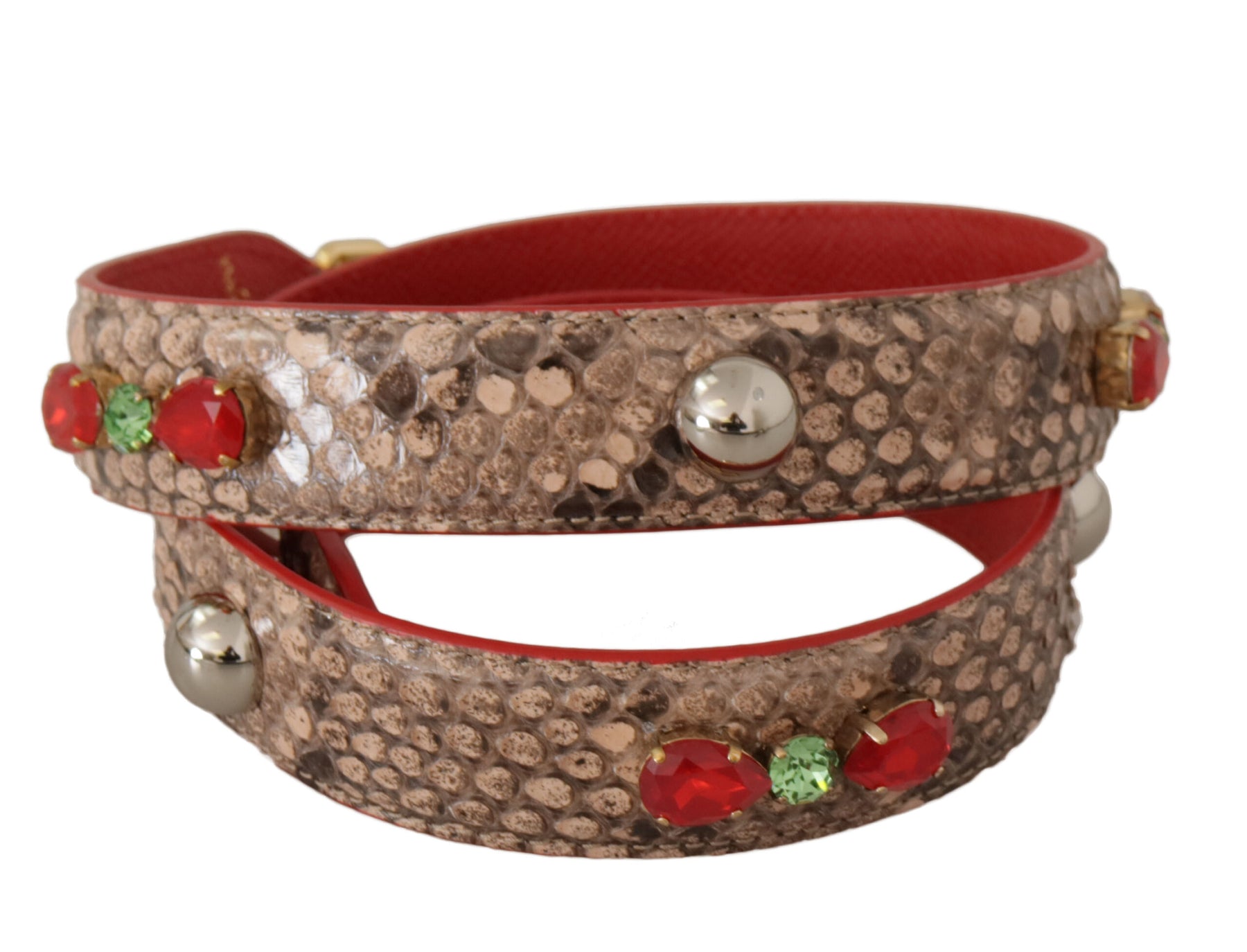 Dolce & Gabbana Brown Python Leather Crystals Shoulder Strap | Regal Royce