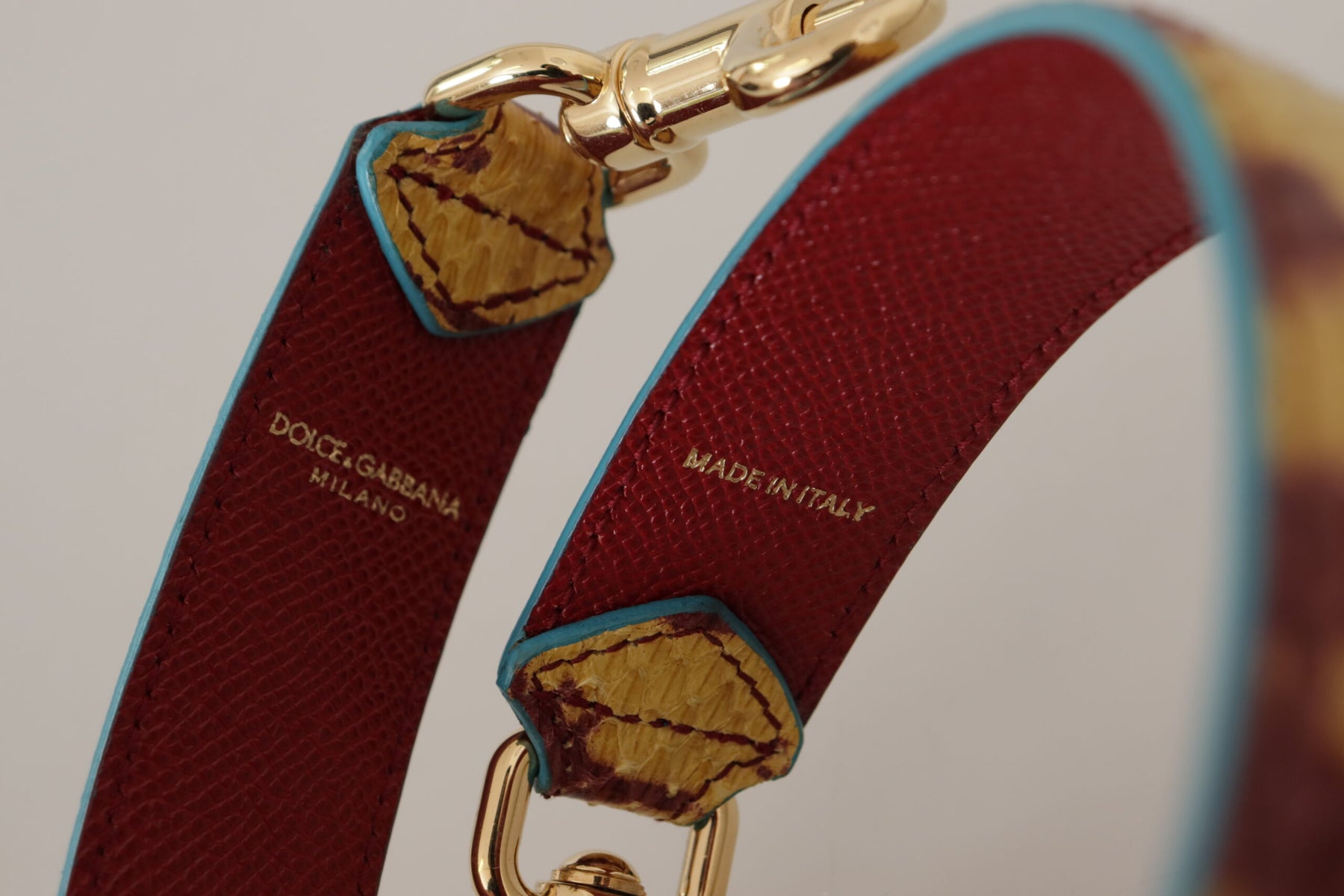 Dolce & Gabbana Yellow Red Leather Gold Tone Shoulder Strap | Regal Royce