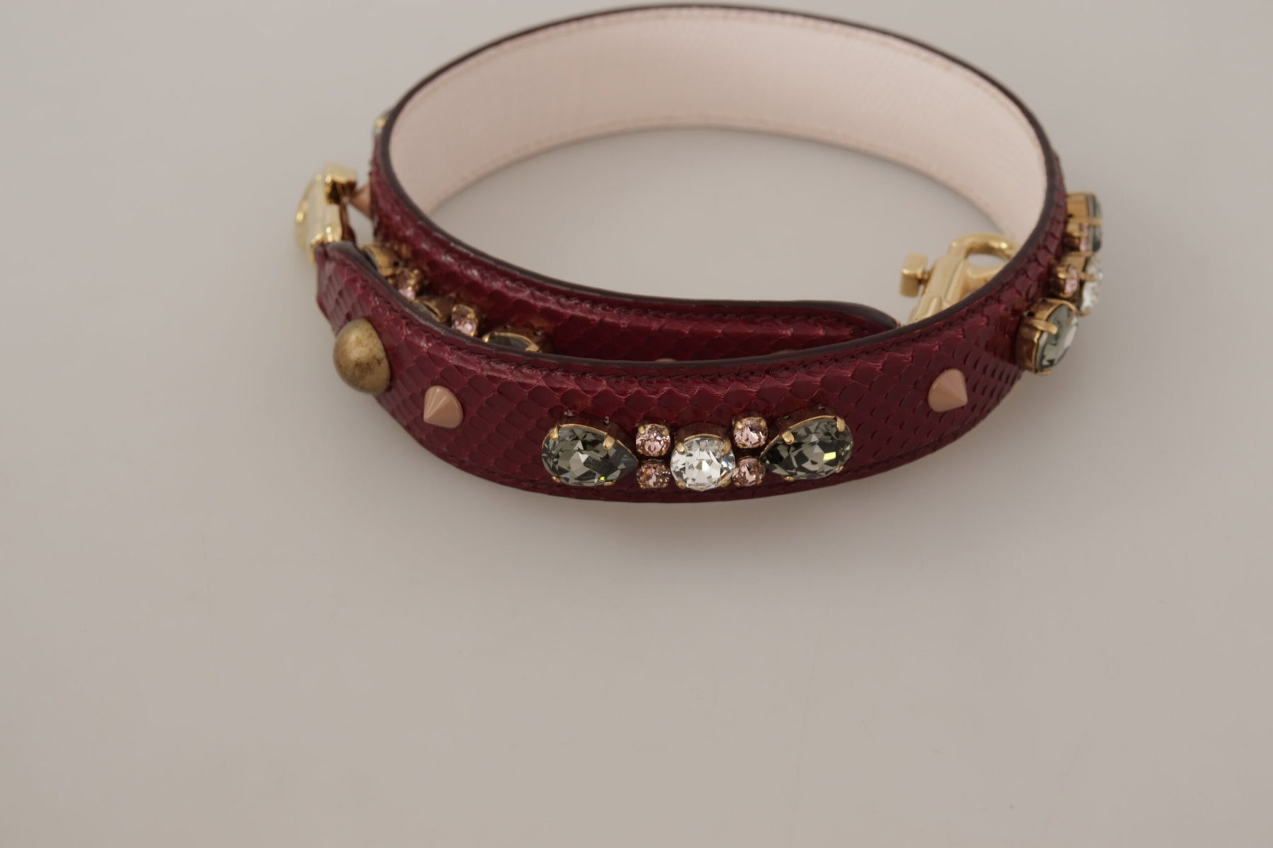 Dolce & Gabbana Bordeaux Leather Crystals Bag Shoulder Strap | Regal Royce