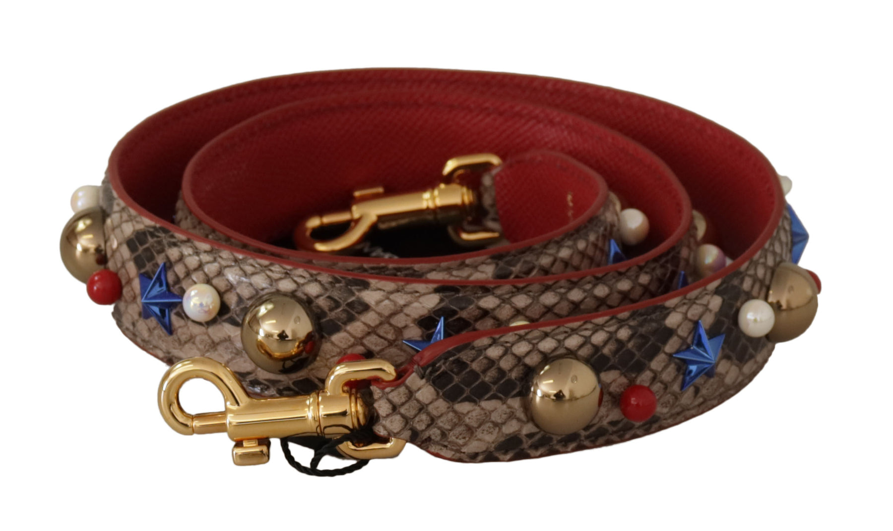 Dolce & Gabbana Brown Python Leather Studded Shoulder Strap | Regal Royce