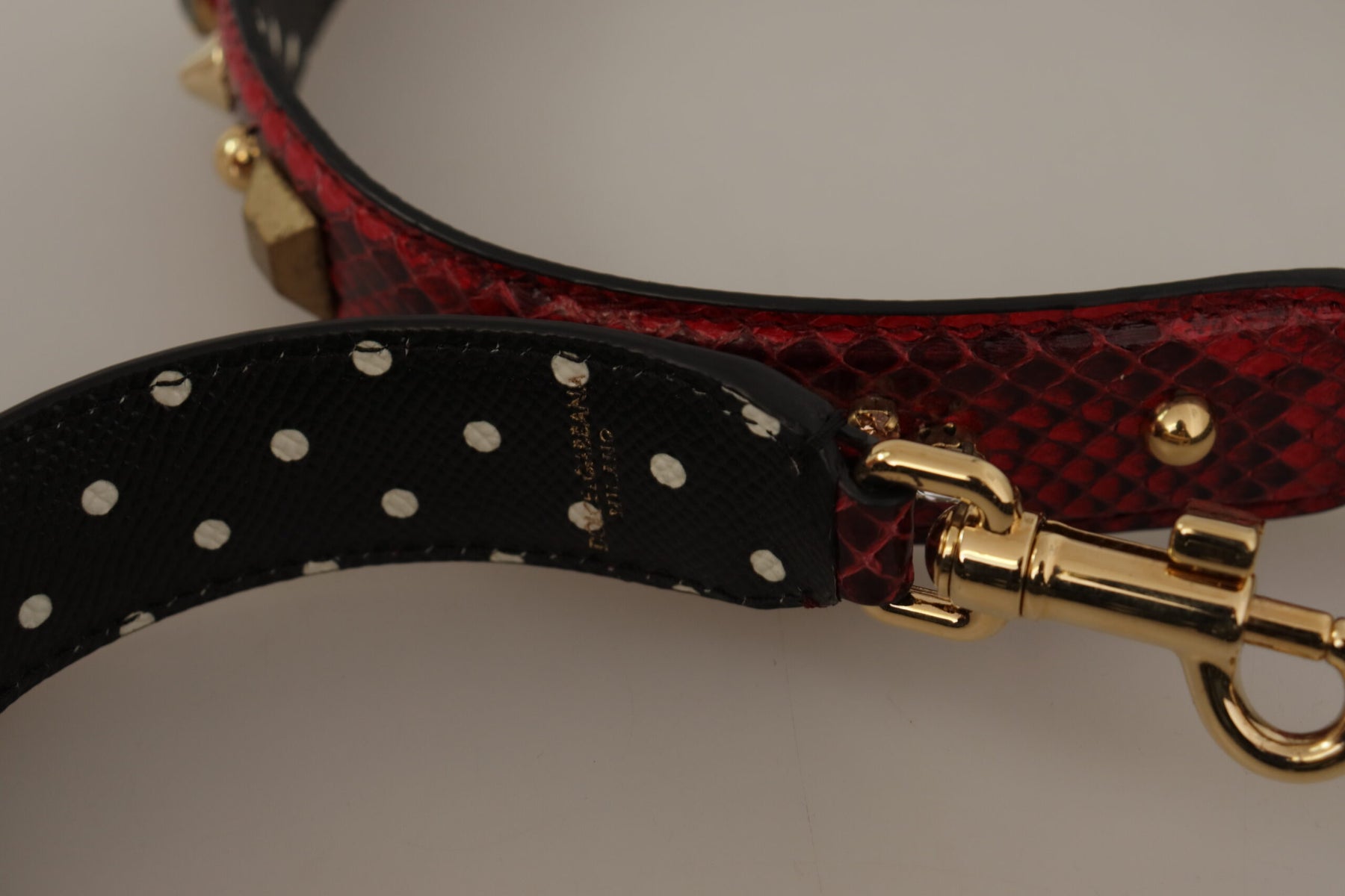 Dolce & Gabbana Red Python Leather Crystals Reversible Shoulder Strap | Regal Royce