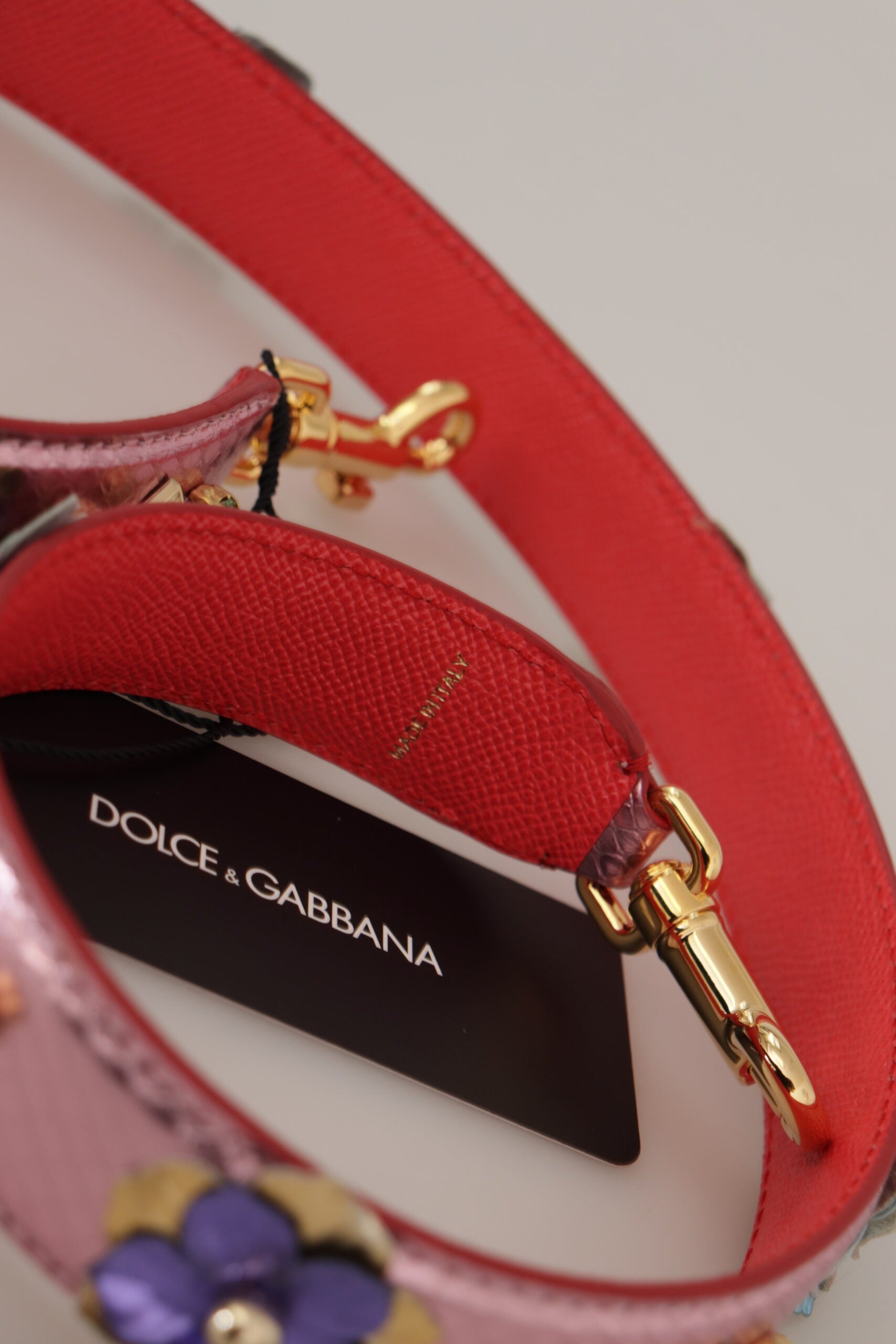 Dolce & Gabbana Metallic Pink Leather Studded Shoulder Strap | Regal Royce