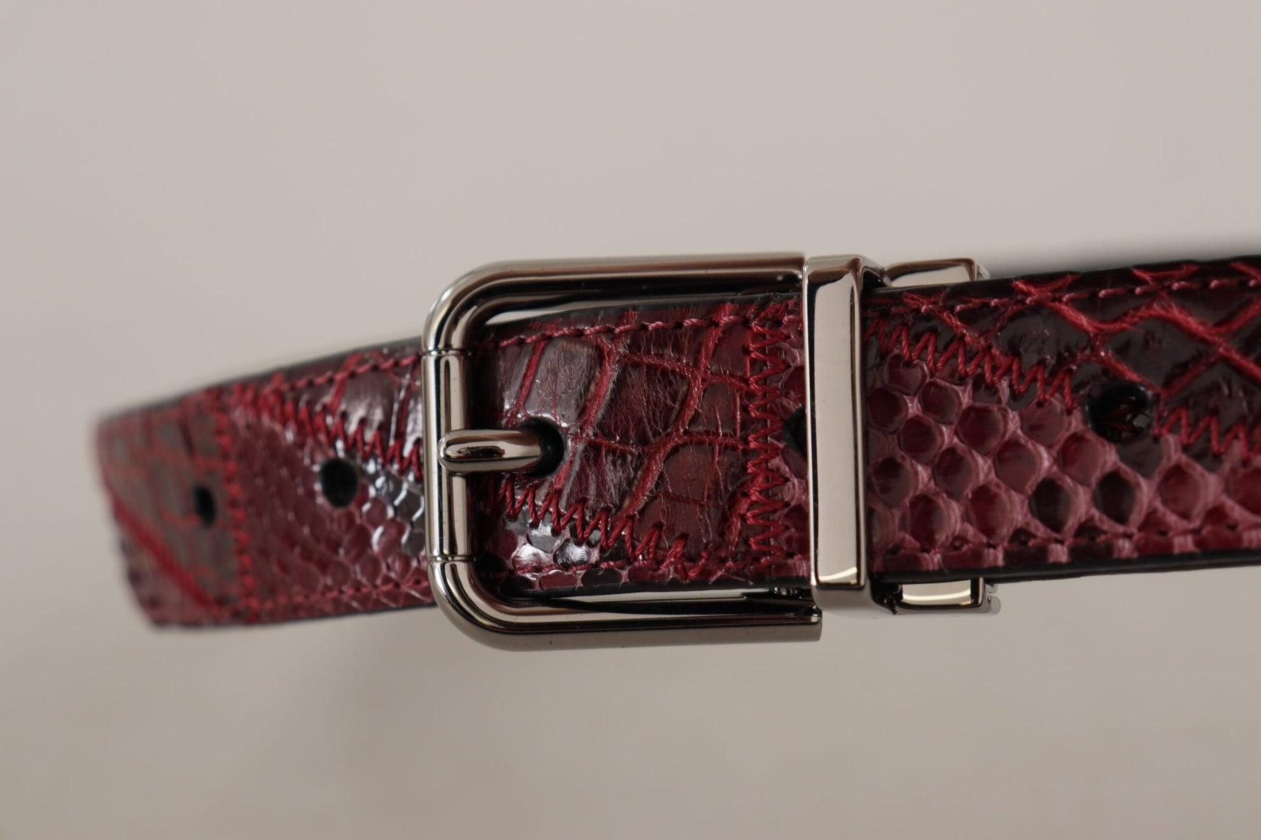 Dolce & Gabbana Red Exotic Leather Metal Logo Buckle Belt | Regal Royce