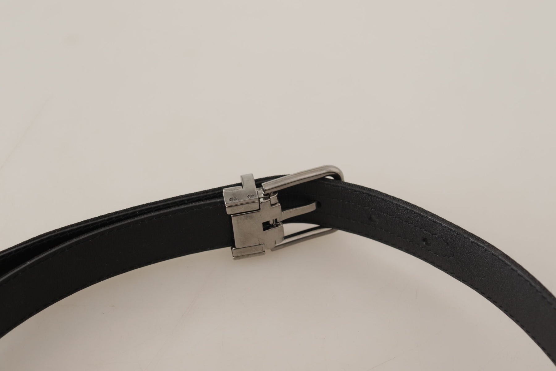 Dolce & Gabbana Black Canvas Leather Silver Tone Metal Buckle Belt | Regal Royce