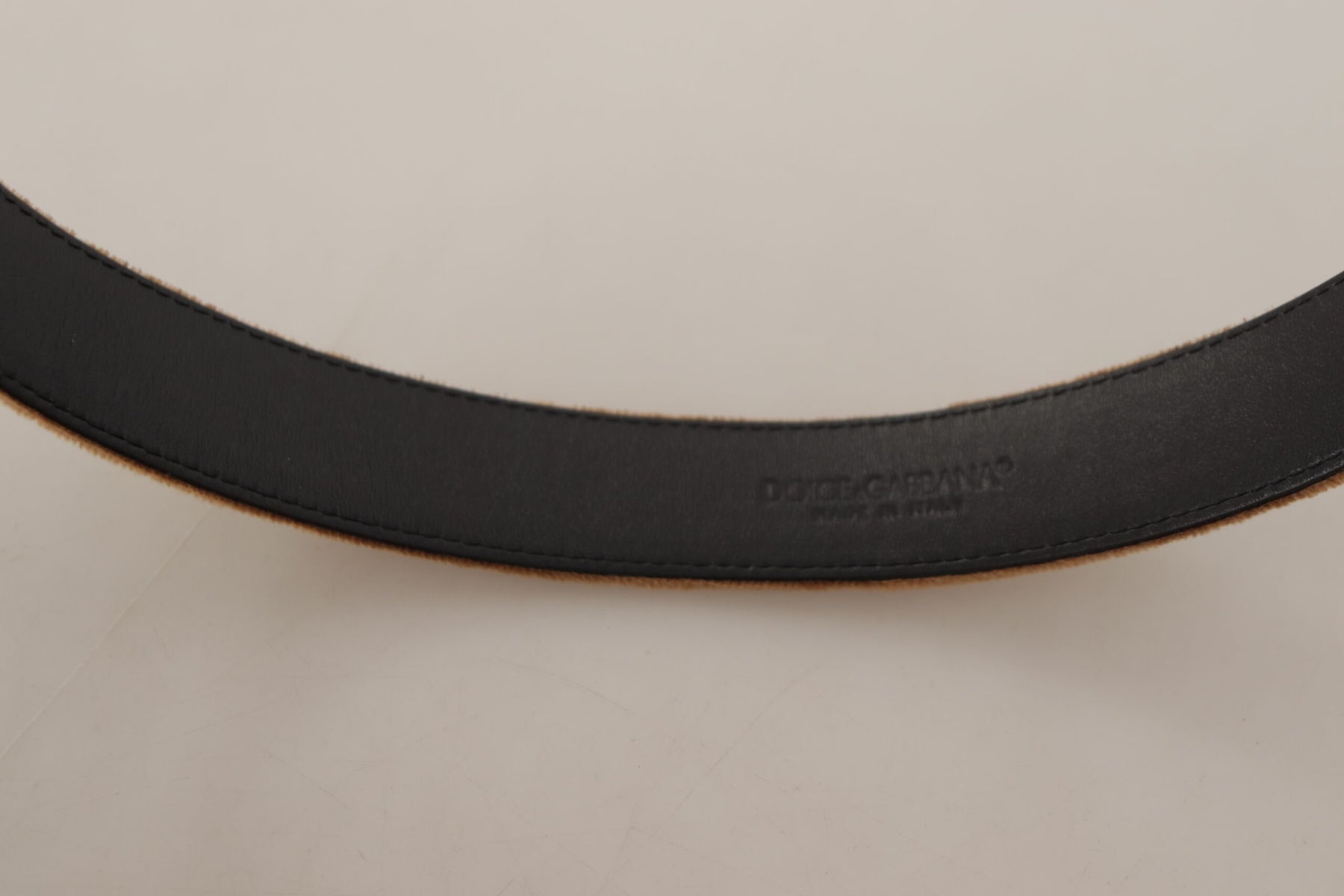 Dolce & Gabbana Brown Velvet Bronze Vintage Logo Metal Buckle Belt | Regal Royce