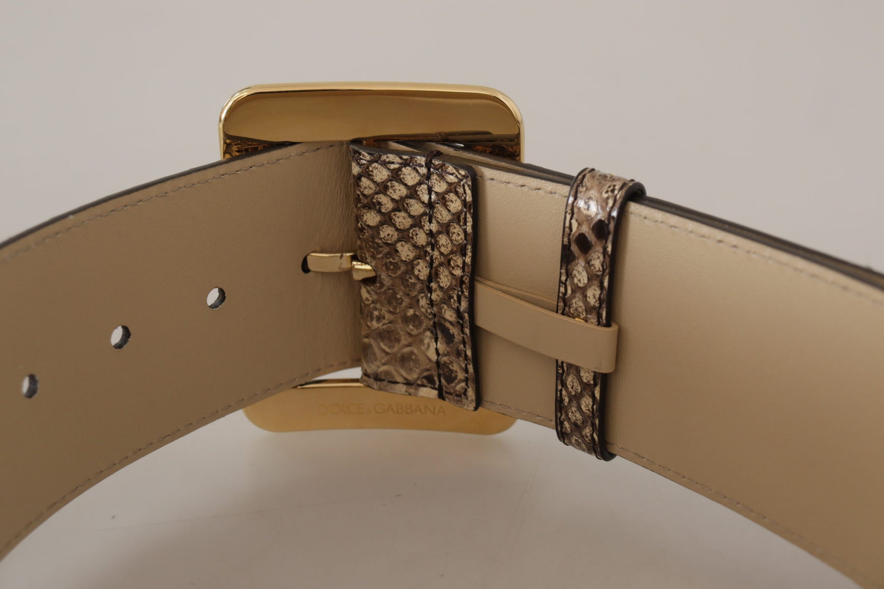 Dolce & Gabbana Brown Exotic Wide Waist Leather Gold Metal Buckle Belt | Regal Royce