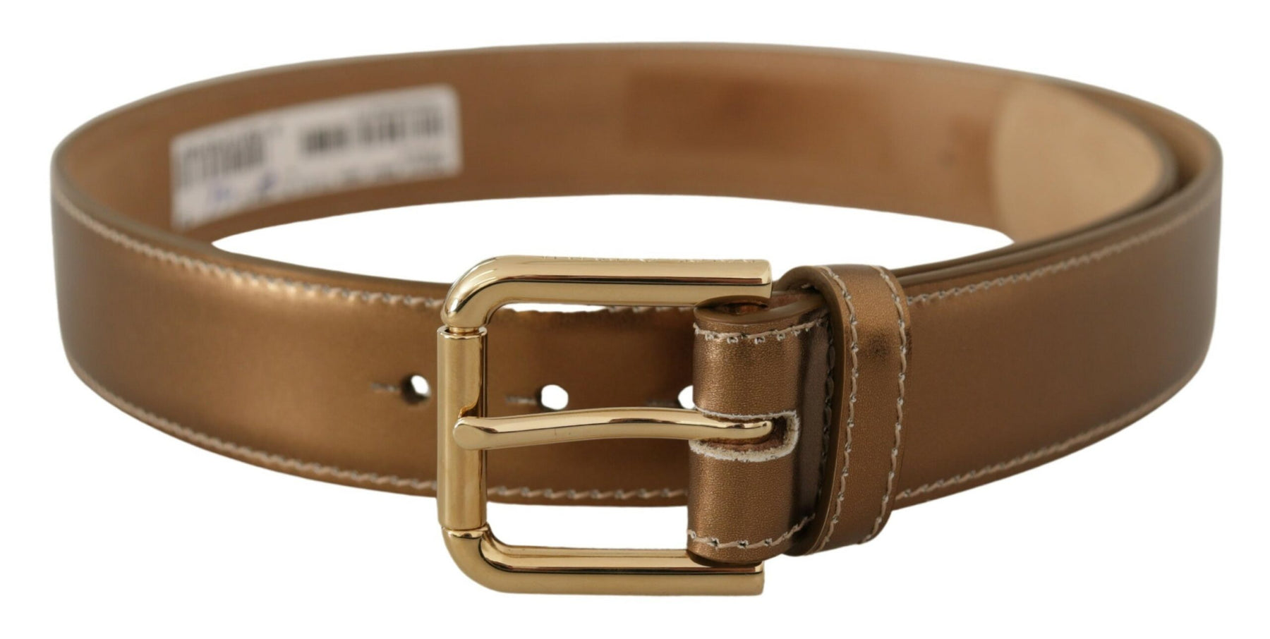 Dolce & Gabbana Bronze Calf Leather Gold Logo Waist Buckle Belt | Regal Royce