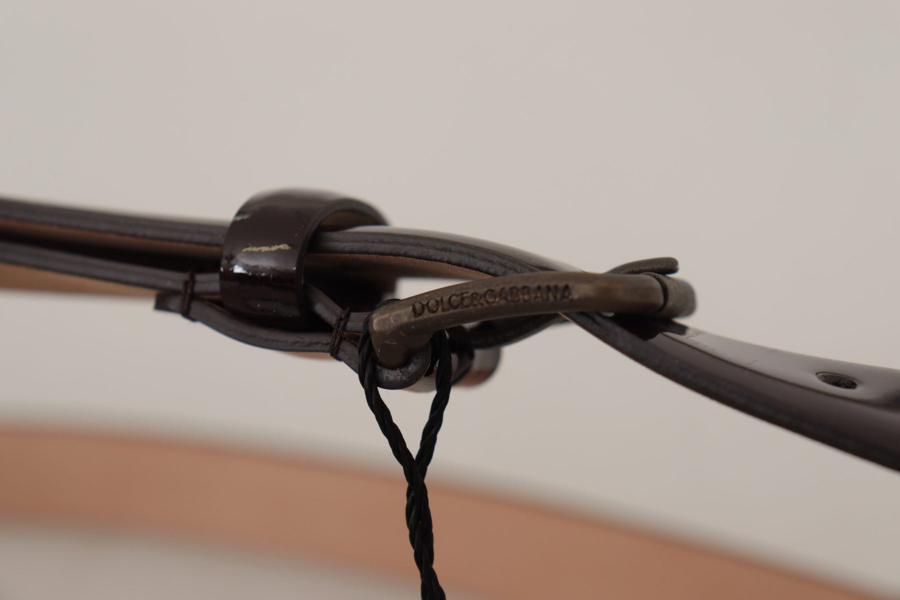 Dolce & Gabbana Black Patent Leather Logo Metal Waist Buckle Belt | Regal Royce