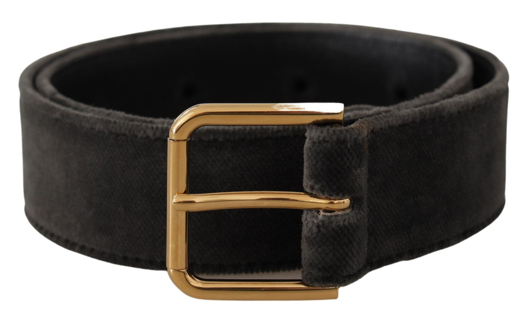 Dolce & Gabbana Brown Velvet Gold Tone Logo Metal Waist Buckle Belt | Regal Royce