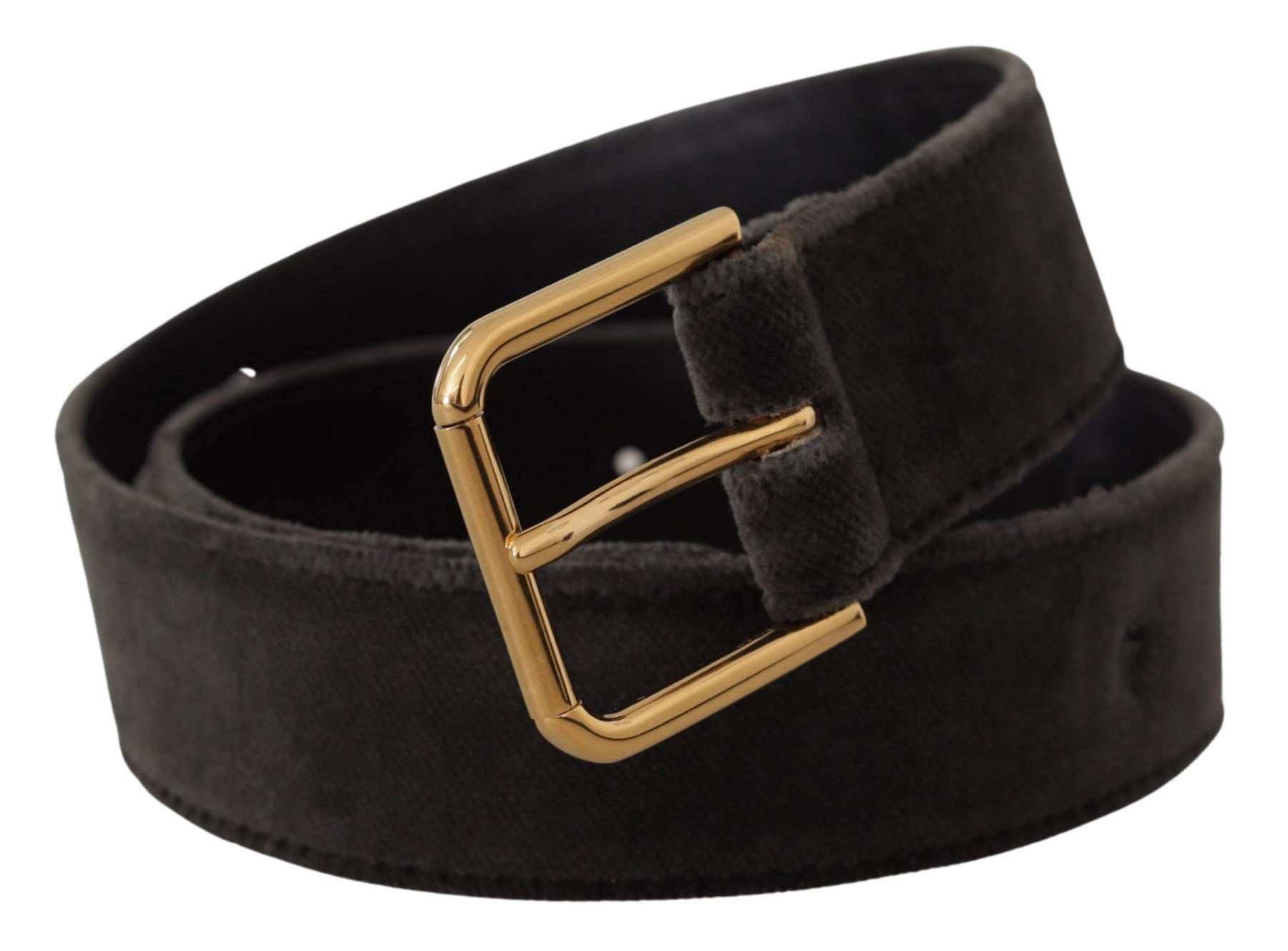 Dolce & Gabbana Brown Velvet Gold Tone Logo Metal Waist Buckle Belt | Regal Royce