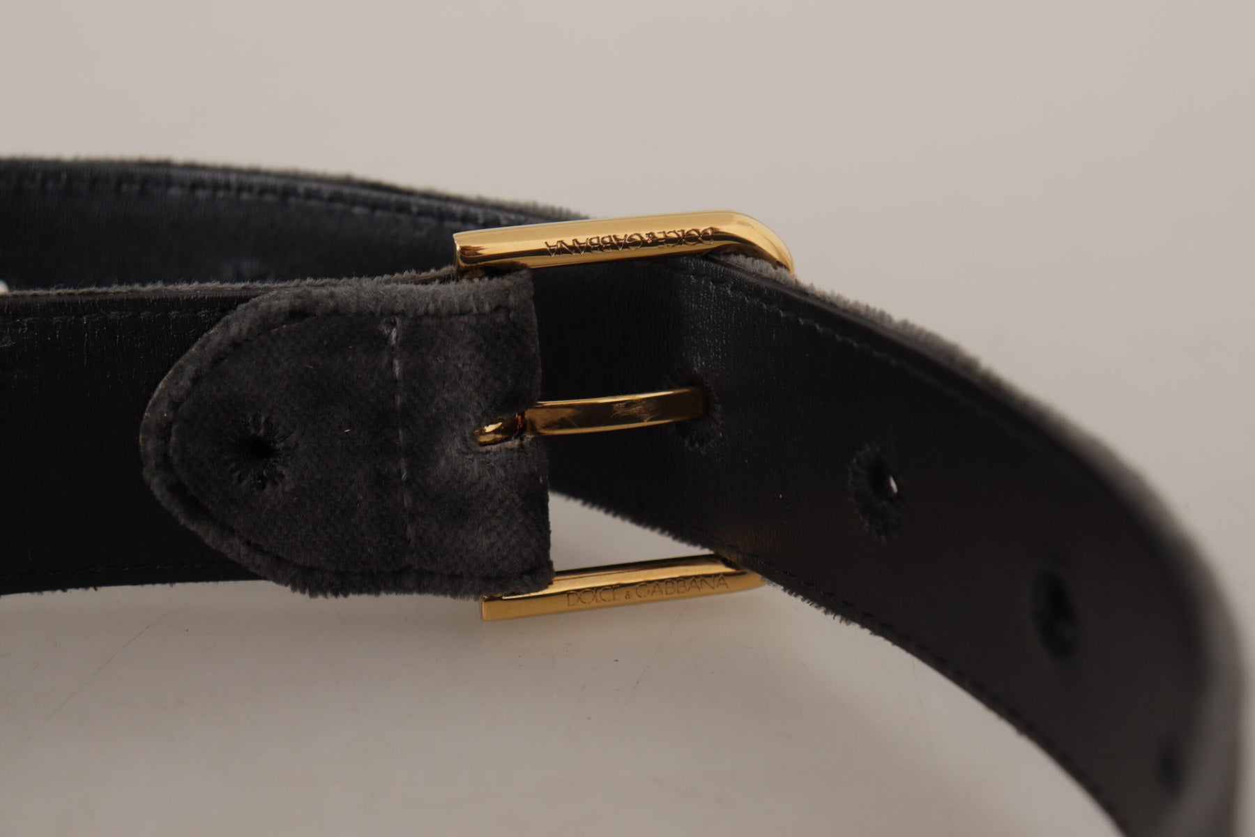 Dolce & Gabbana Brown Velvet Gold Tone Logo Metal Waist Buckle Belt | Regal Royce