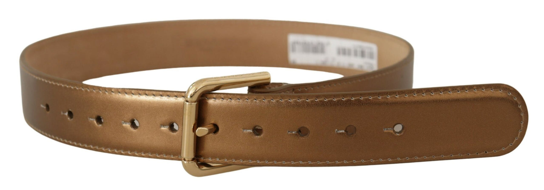Dolce & Gabbana Bronze Leather Gold Logo Engraved Waist Buckle Belt | Regal Royce