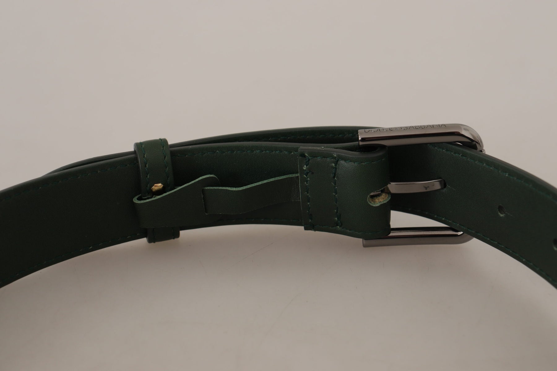 Dolce & Gabbana Army Green Leather Logo Metal Waist Buckle Belt | Regal Royce