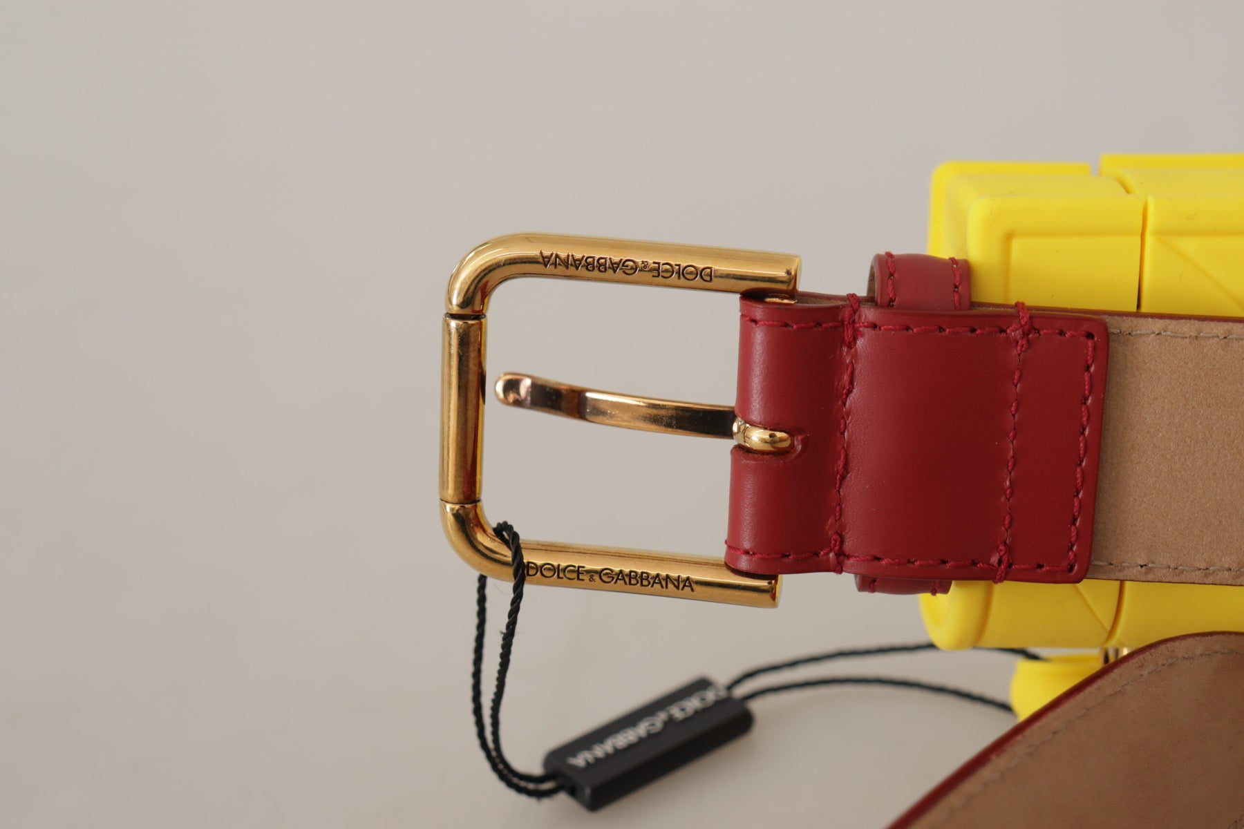 Dolce & Gabbana Red Leather Yellow DEVOTION Heart Bag Buckle Belt | Regal Royce