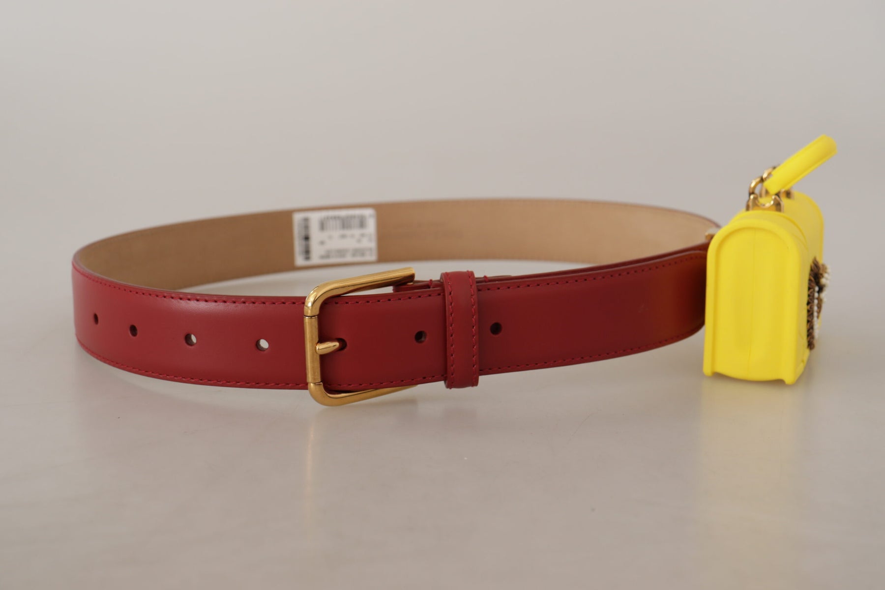 Dolce & Gabbana Red Leather Yellow DEVOTION Heart Bag Buckle Belt | Regal Royce