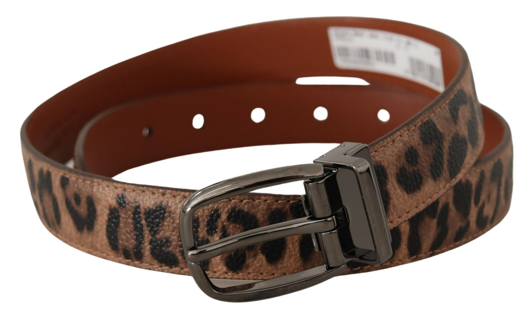 Dolce & Gabbana Brown Leopard Embossed Leather Buckle Belt | Regal Royce