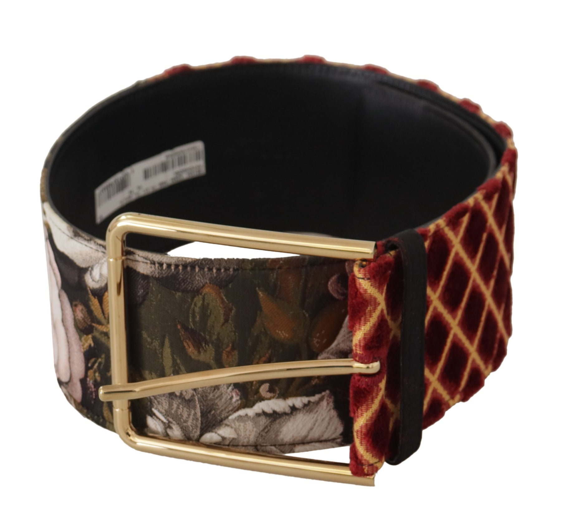 Dolce & Gabbana Multicolor Wide Leather Floral Gold Metal Buckle Belt | Regal Royce