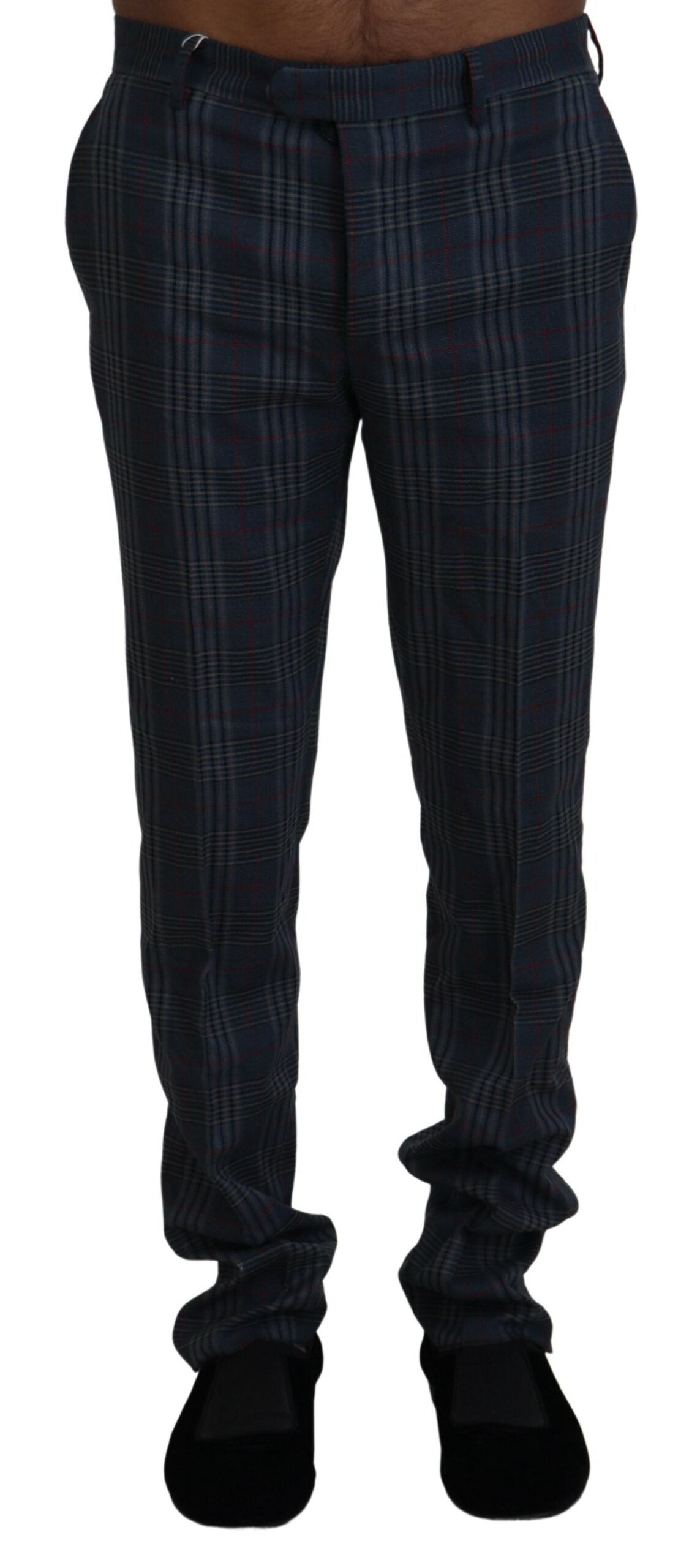 BENCIVENGA Gray Pure Wool Men Checkered Pants | Regal Royce
