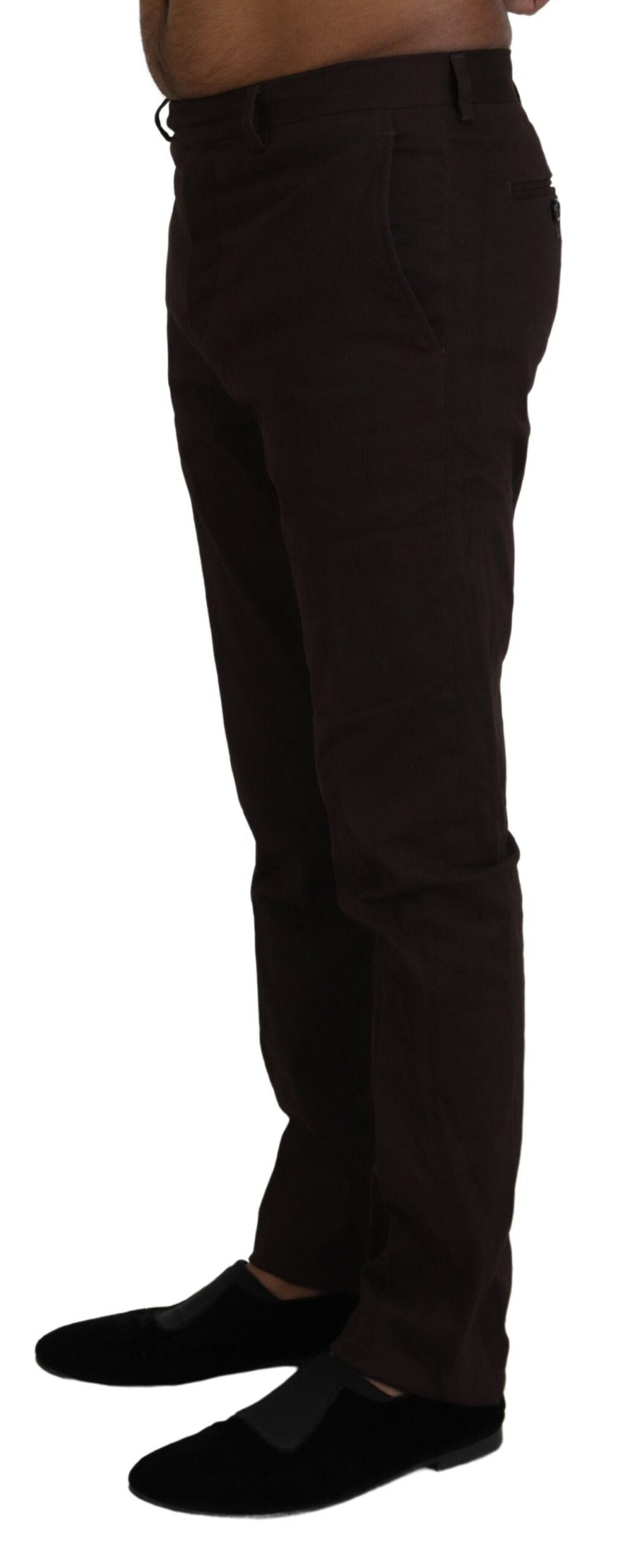 BENCIVENGA Brown Cotton Tapered Formal Men Pants | Regal Royce