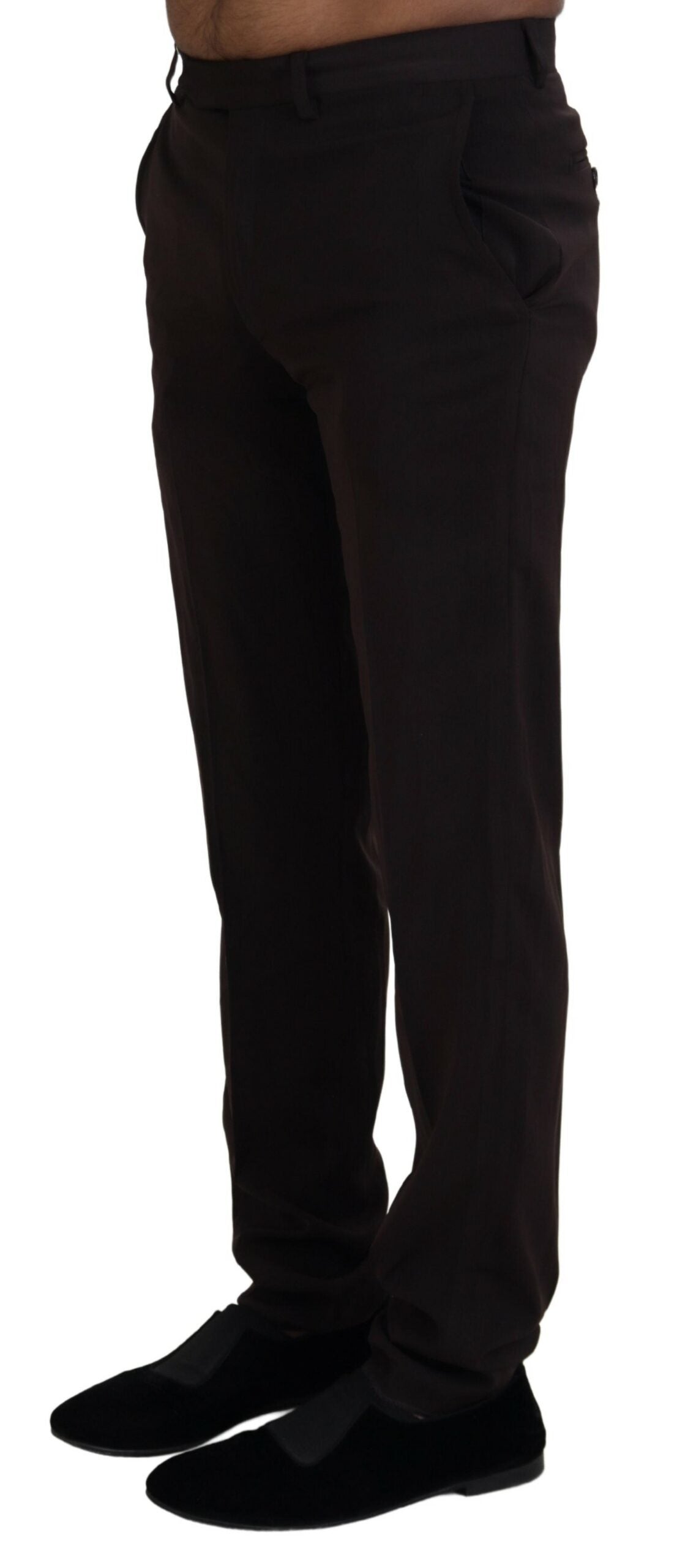 BENCIVENGA Brown Straight Fit Formal Men Pants | Regal Royce