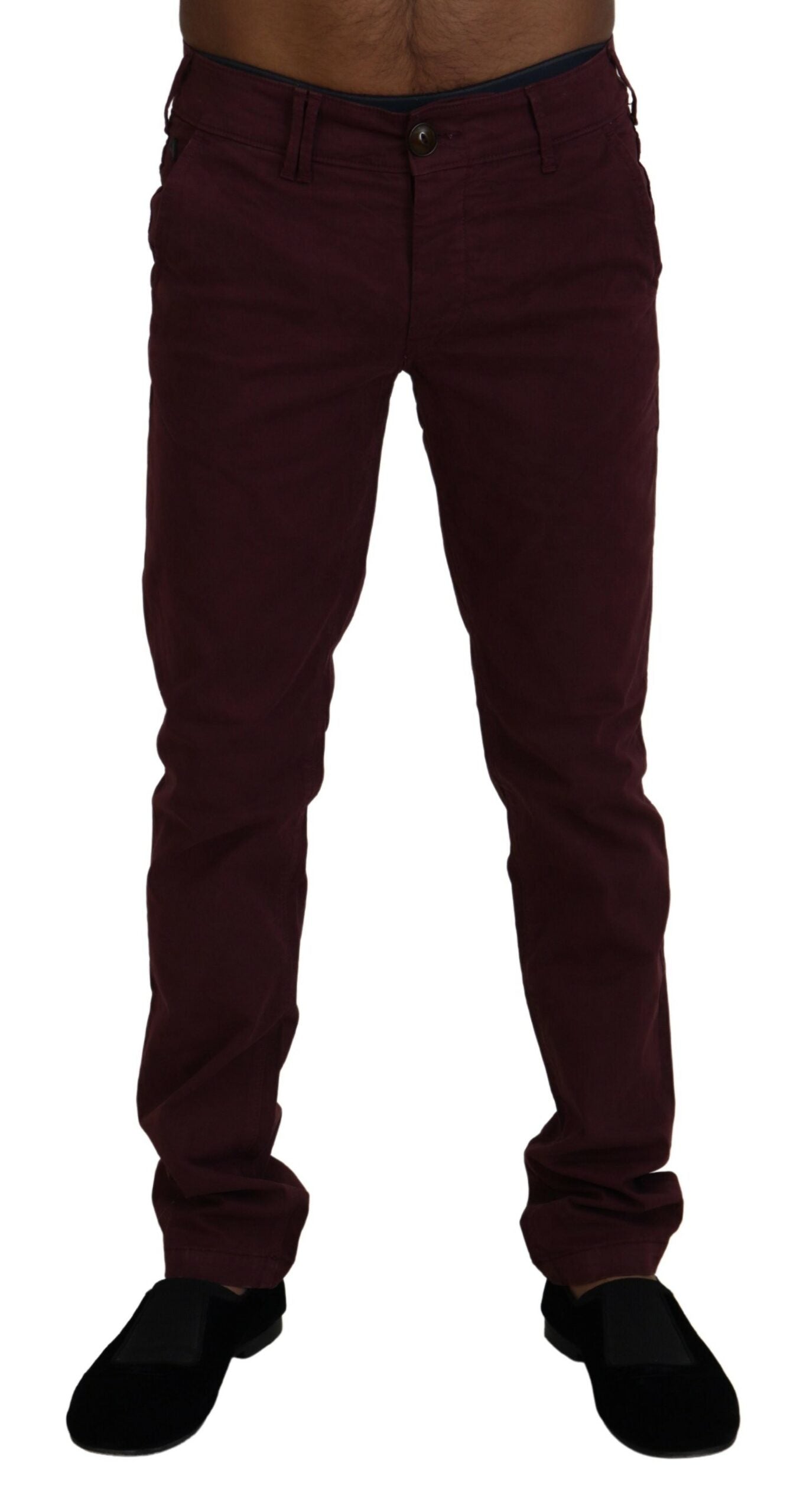CYCLE Maroon Cotton Stretch Skinny Casual Men Pants | Regal Royce