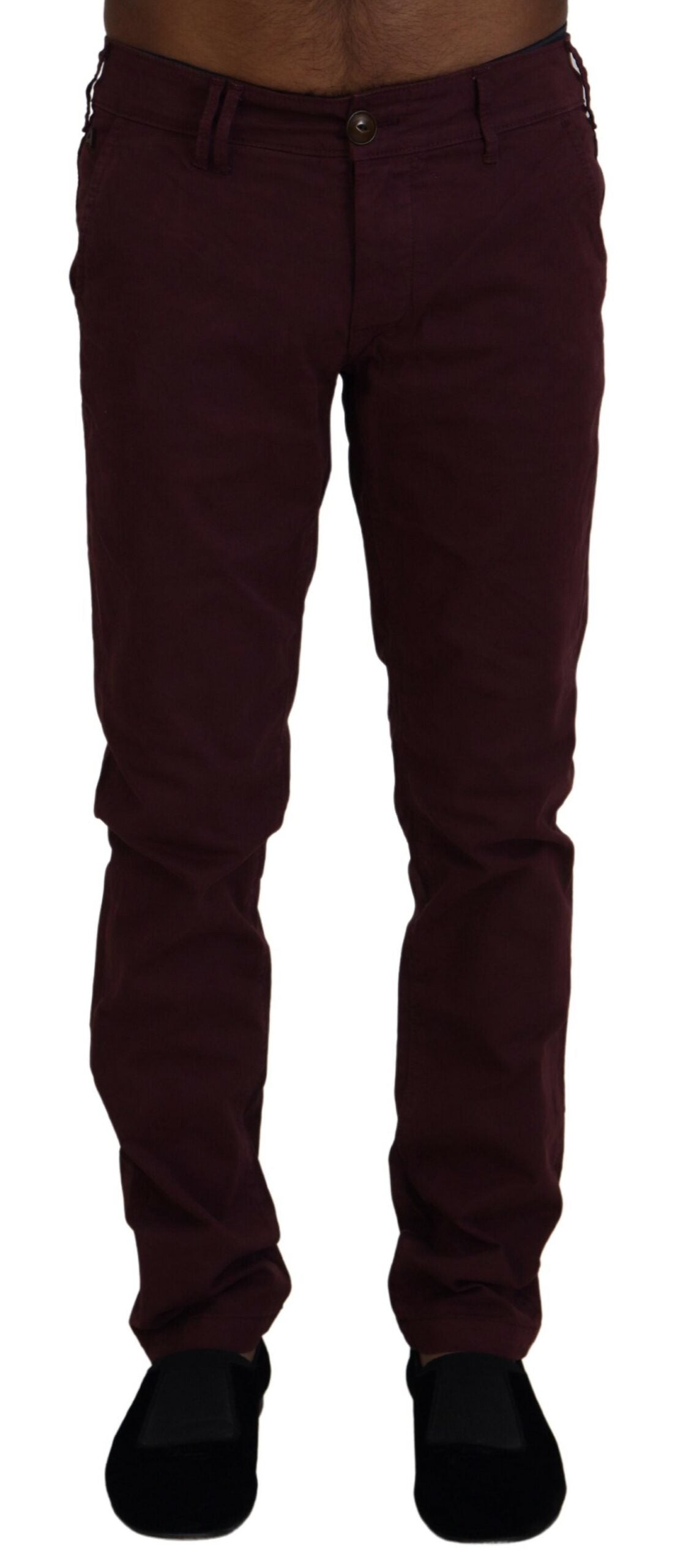 CYCLE Maroon Cotton Stretch Skinny Casual Men Pants | Regal Royce
