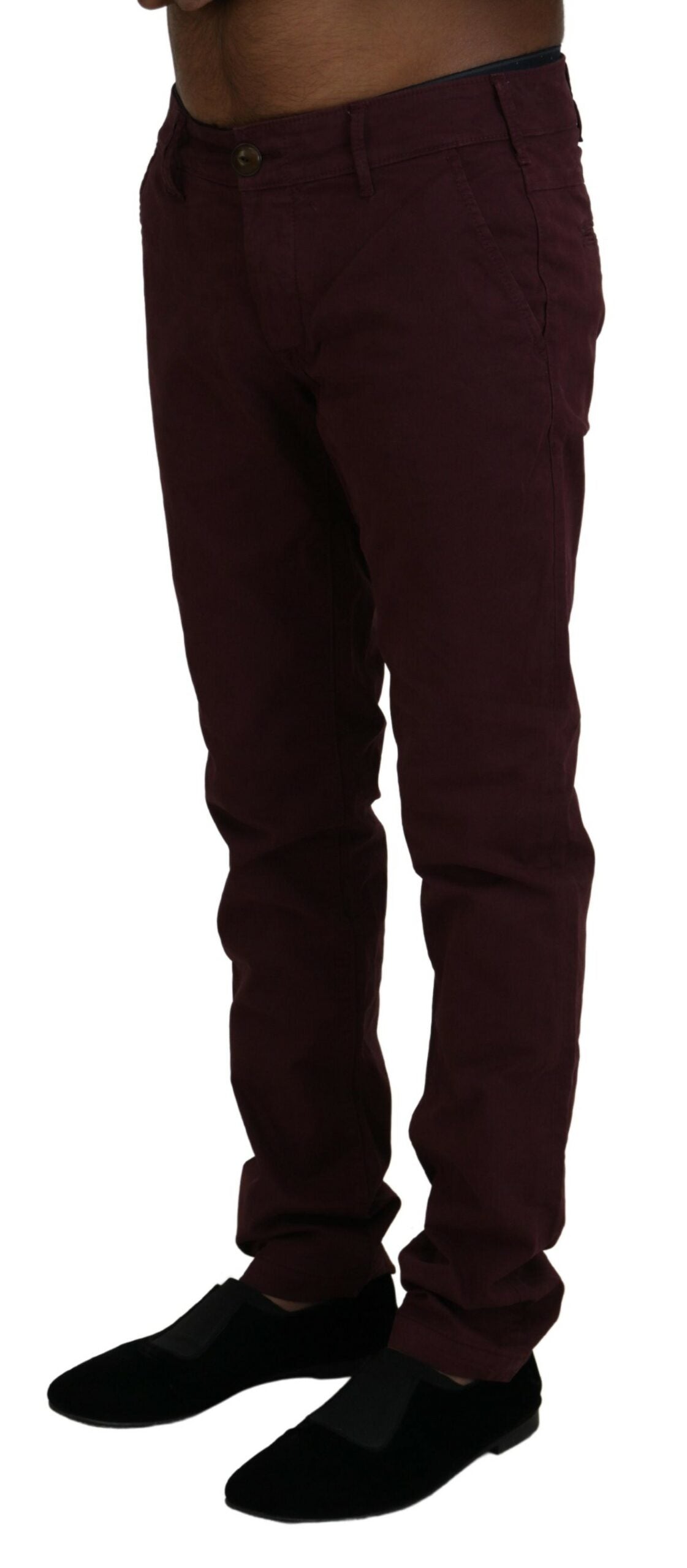 CYCLE Maroon Cotton Stretch Skinny Casual Men Pants | Regal Royce