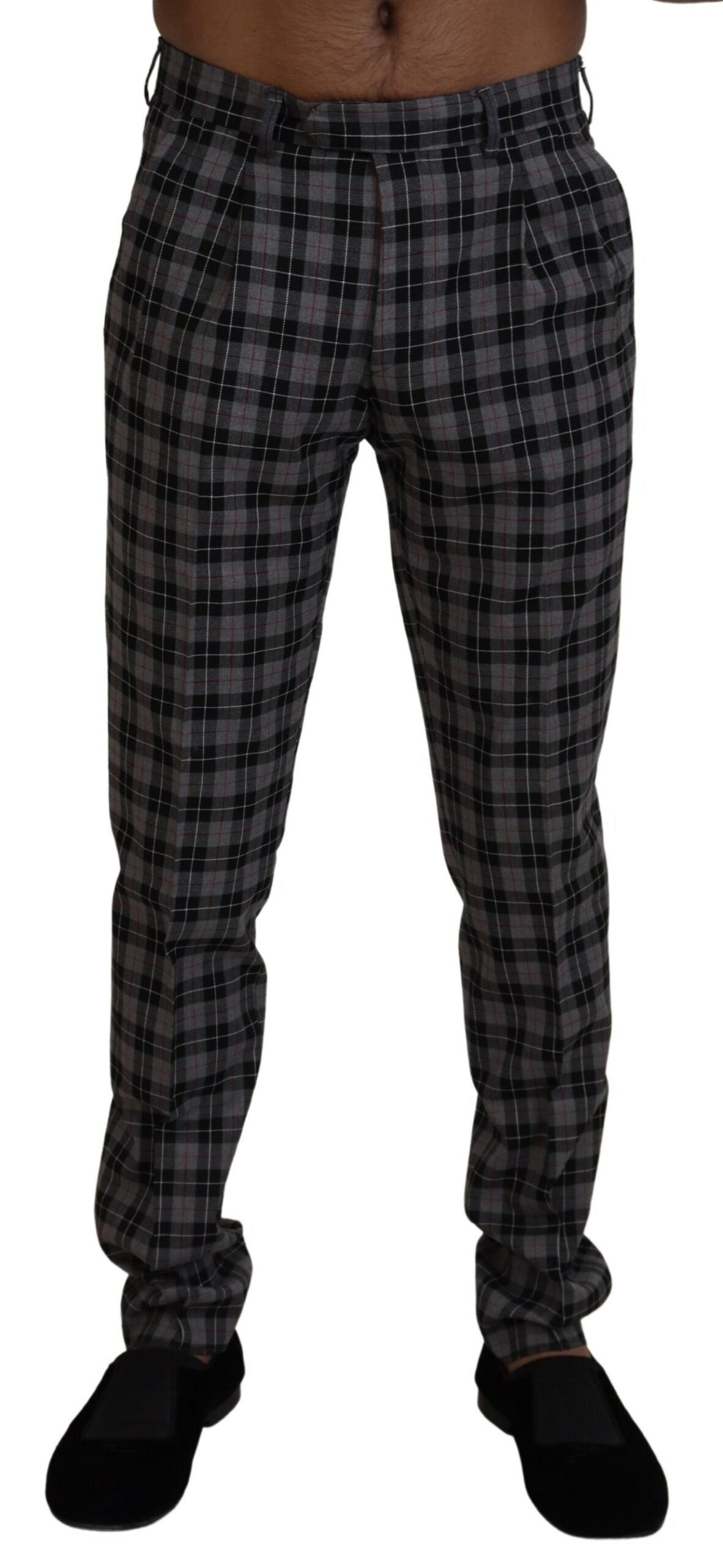 BENCIVENGA Gray Checkered Slim Fit Men Pants | Regal Royce