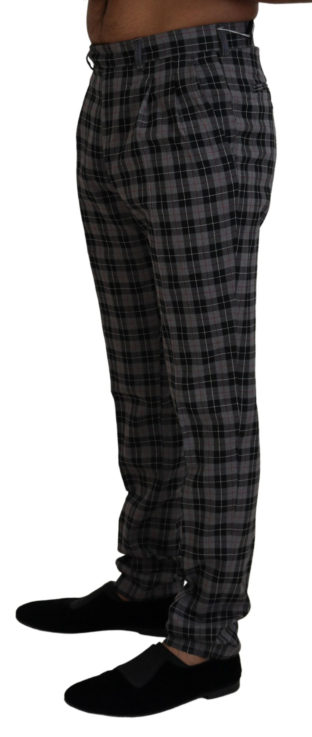BENCIVENGA Gray Checkered Slim Fit Men Pants | Regal Royce