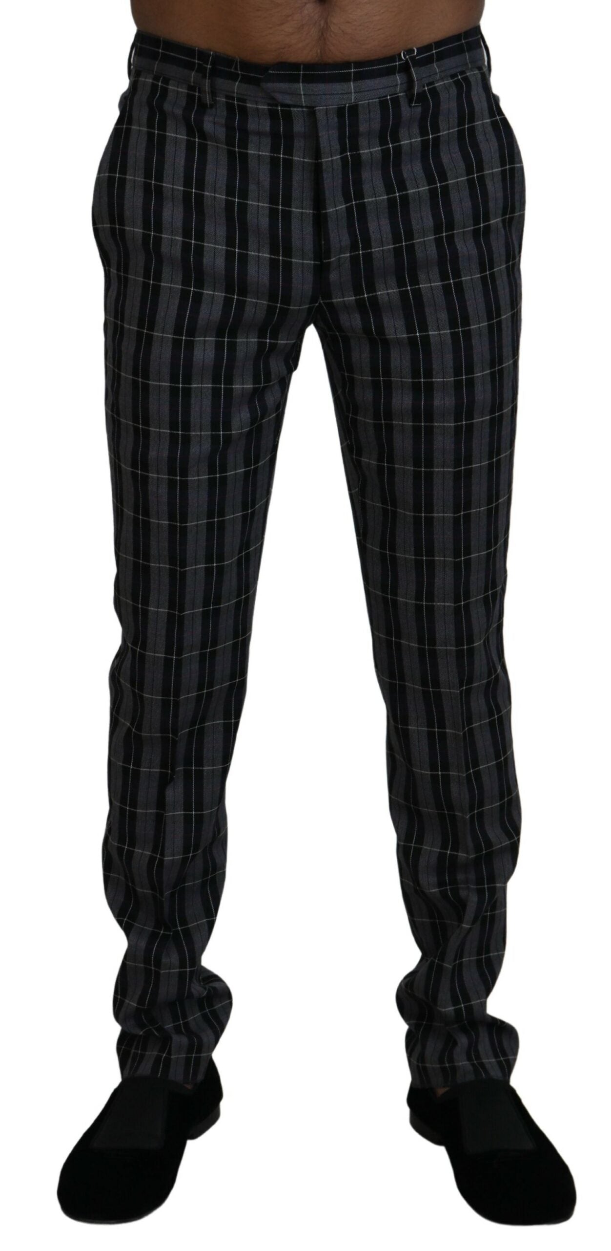 BENCIVENGA Gray Checkered Slim Fit Men Pants | Regal Royce