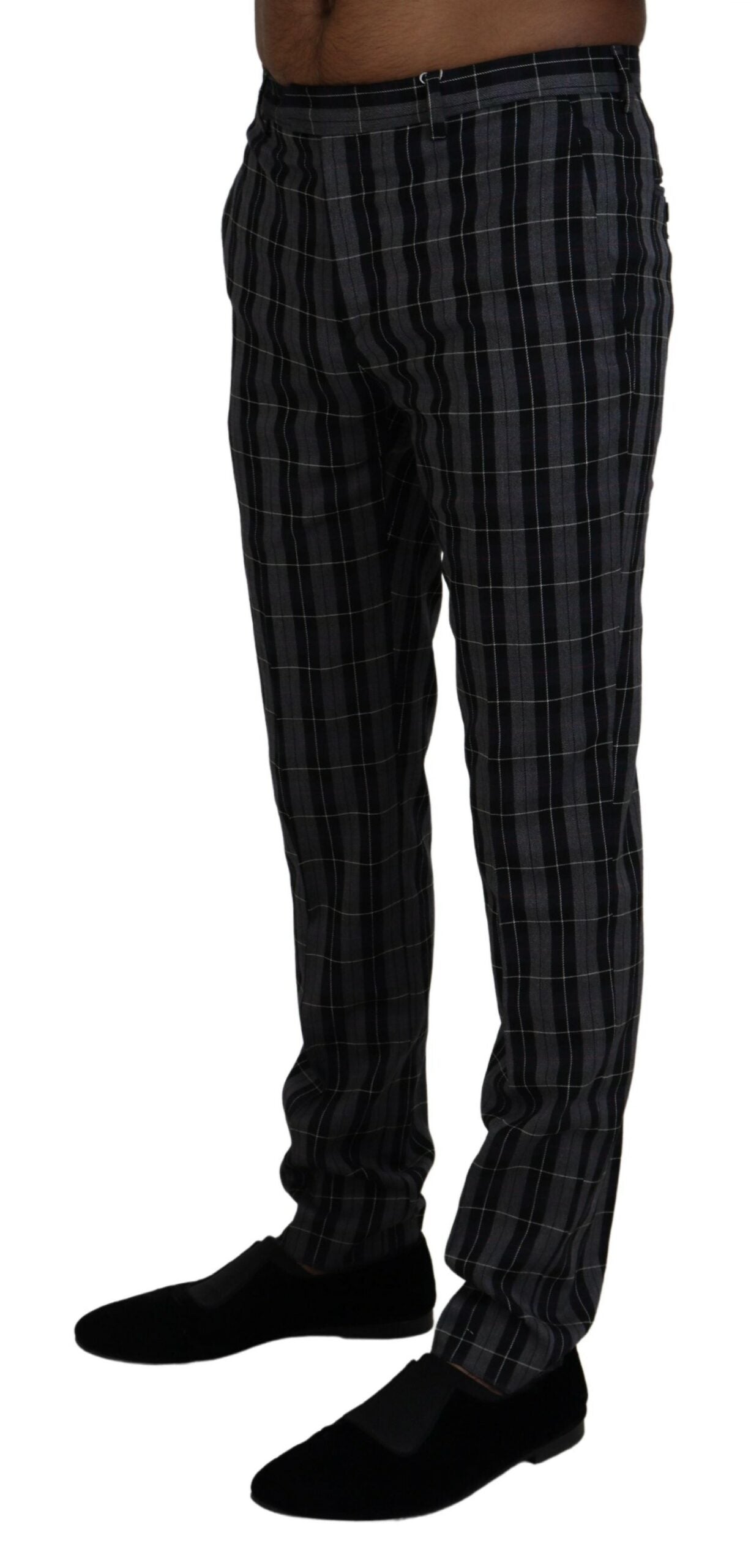 BENCIVENGA Gray Checkered Slim Fit Men Pants | Regal Royce