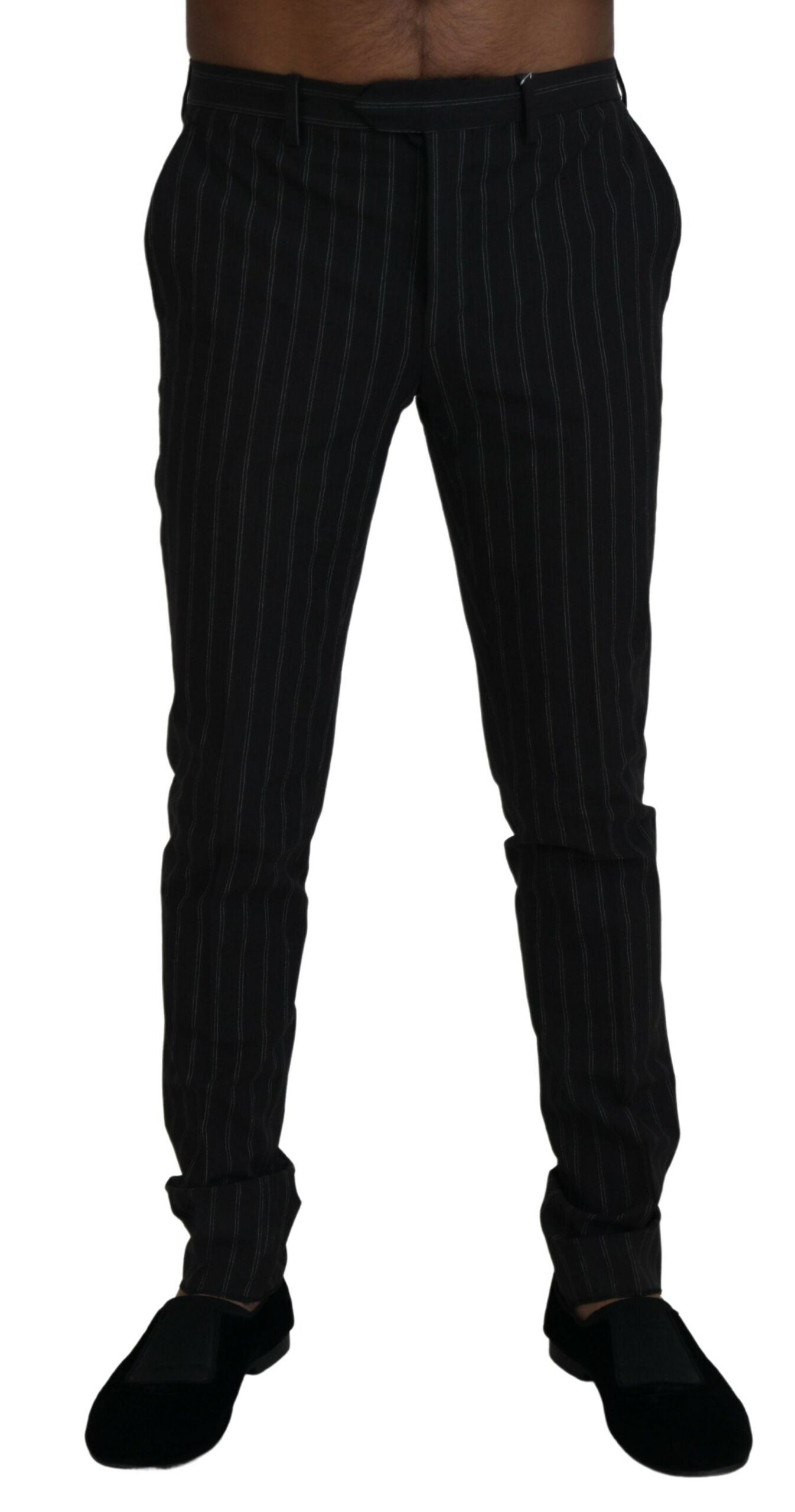 BENCIVENGA Black Stripes Viscose Dress Pants | Regal Royce