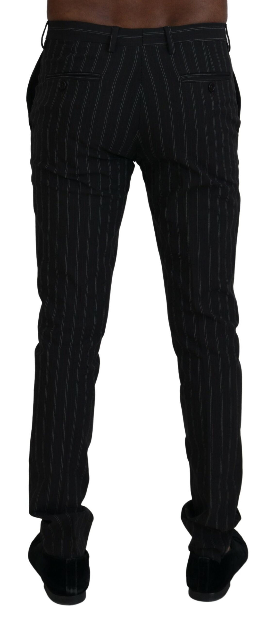 BENCIVENGA Black Stripes Viscose Dress Pants | Regal Royce