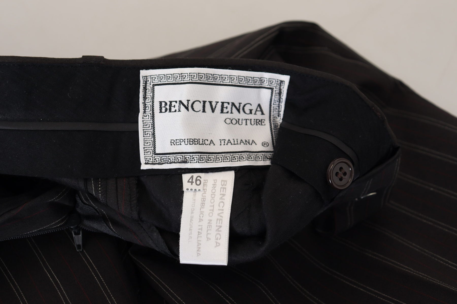 BENCIVENGA Black Stripes Viscose Dress Pants | Regal Royce