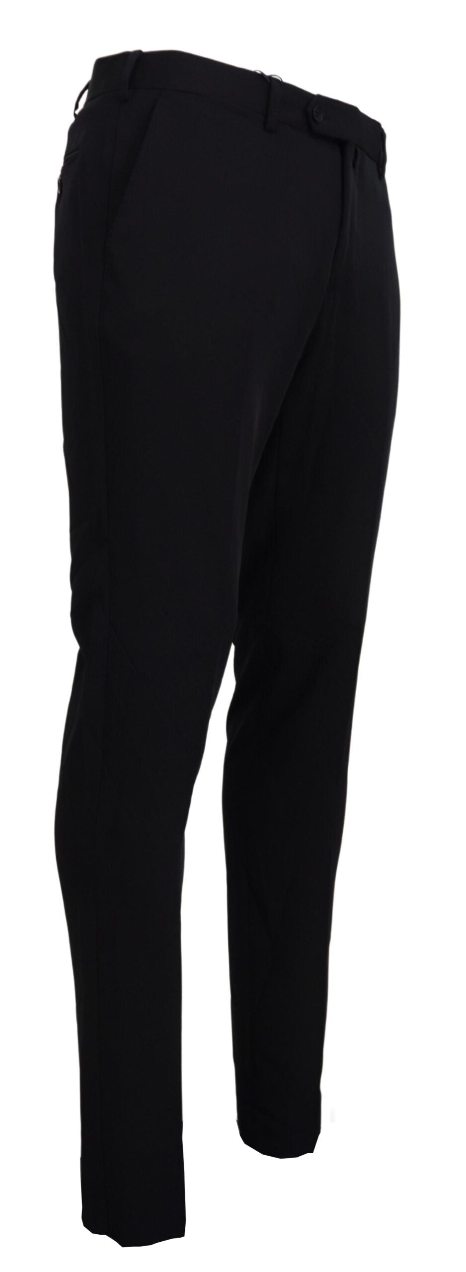 Domenico Tagliente Black Polyester Tapered Dress Pants | Regal Royce