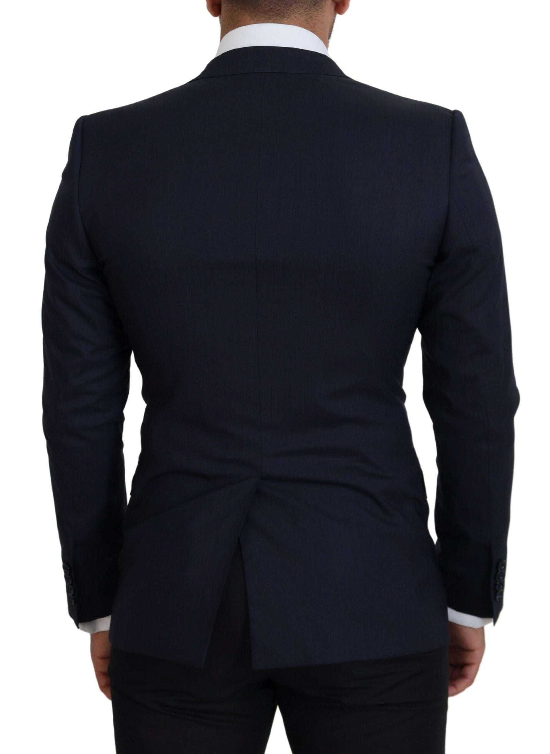 Dolce & Gabbana Blue Wool Slim Fit Formal Coat Blazer | Regal Royce